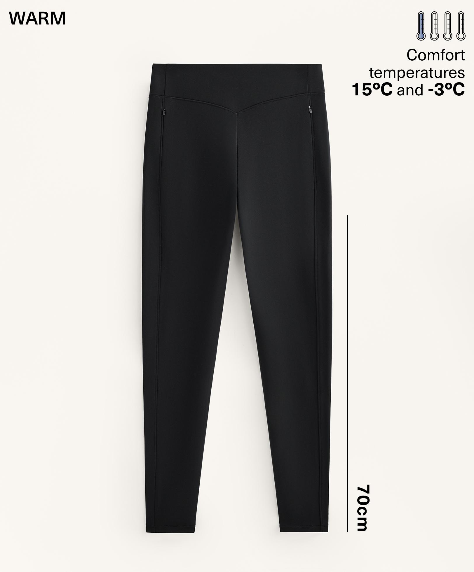 Warm high-rise ankle-length leggings with pockets 70 cm — BLACK