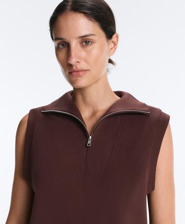 Cotton piqué sleeveless vest — CHOCOLATE 4