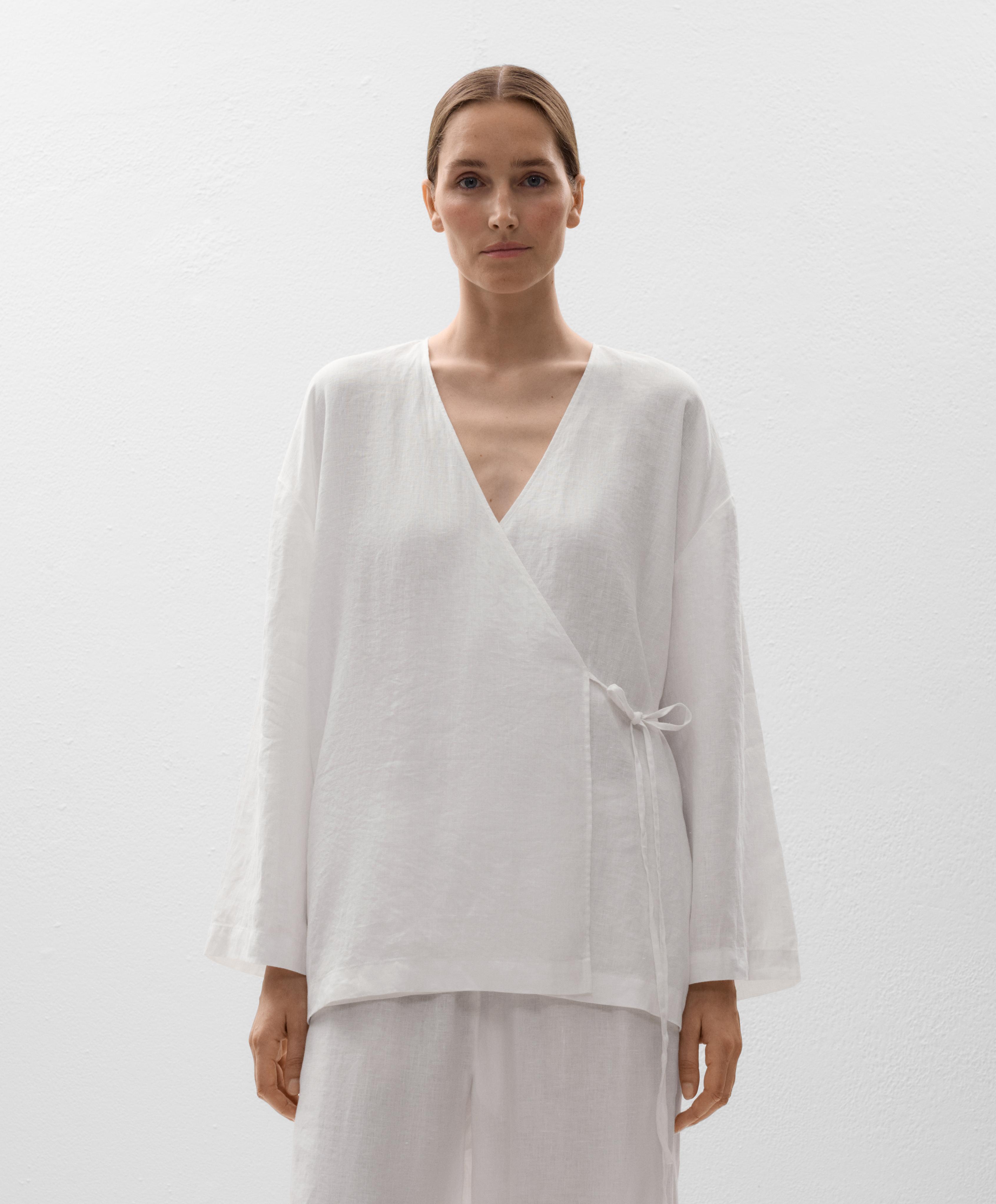 Рубашка-кимоно с боковой завязкой, 100% лен - Распродажа Рубашка-кимоно с боковой завязкой, 100% лен - Распродажа