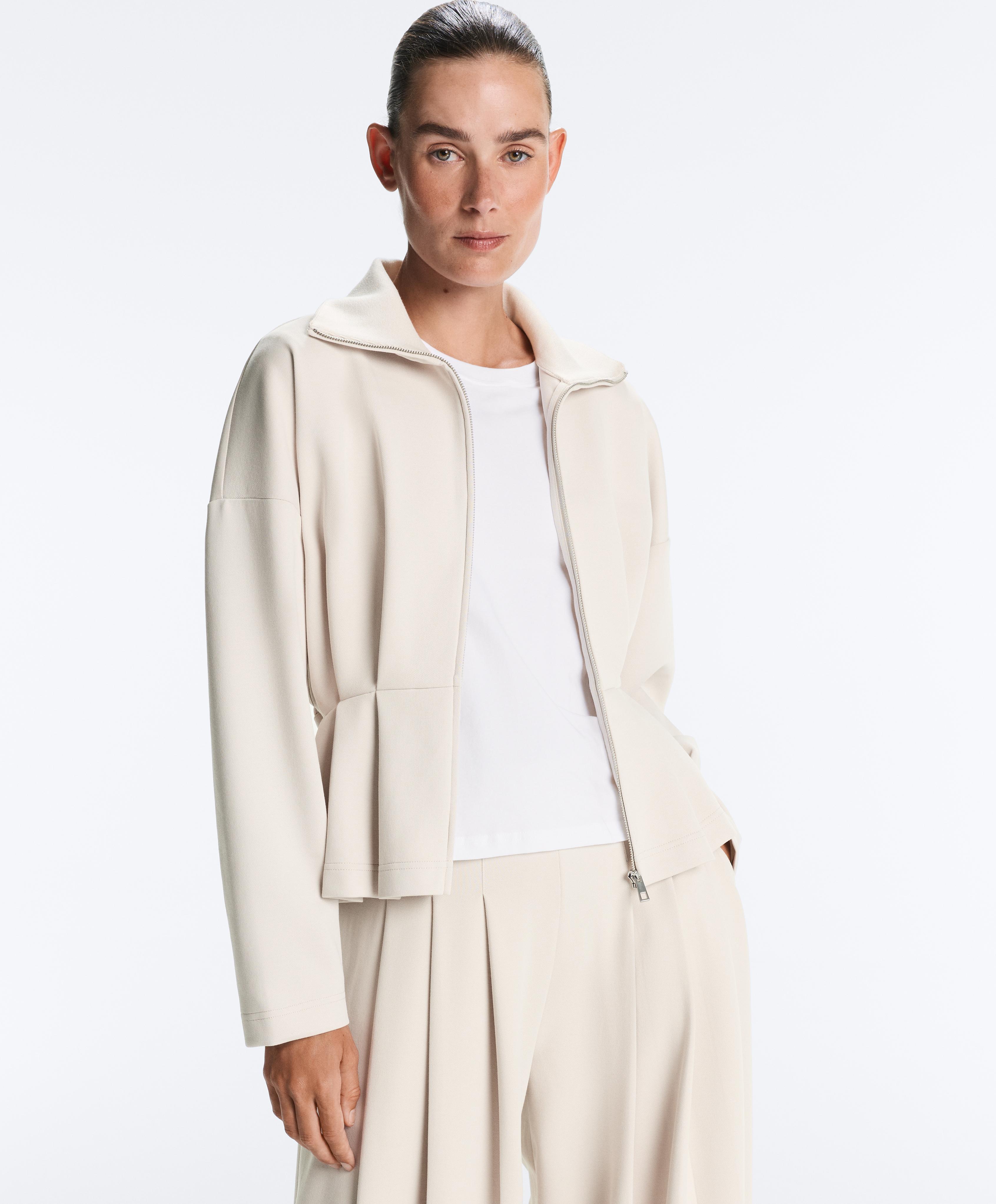 Cotton piqué belted jacket — PALE MINK