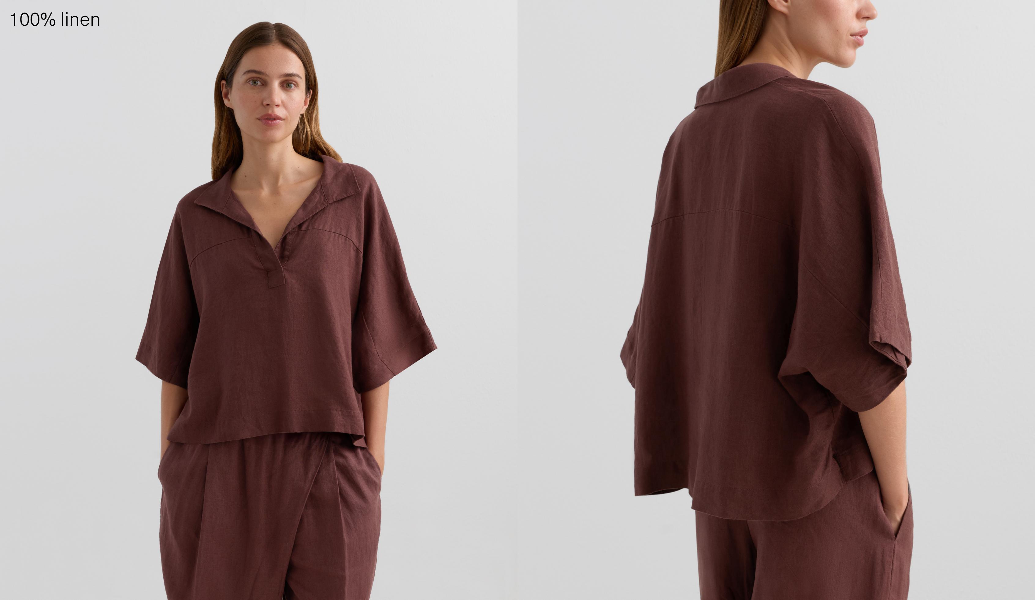 Oversized short sleeve 100% linen shirt