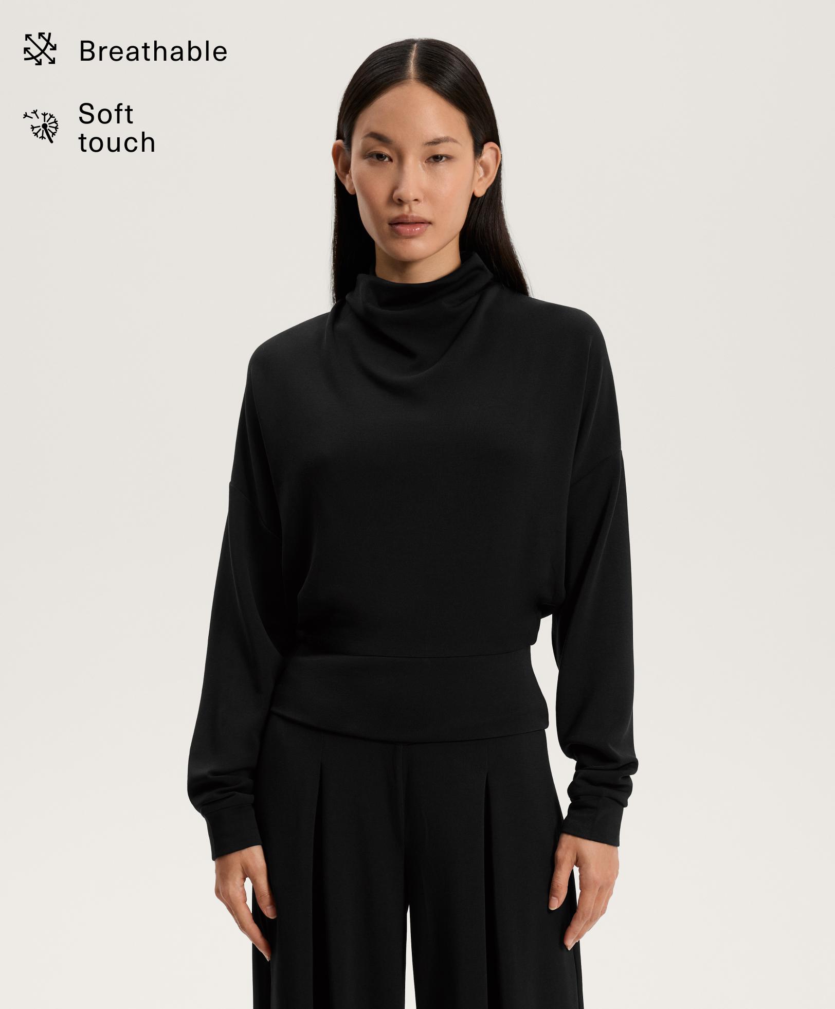 سويت شيرت بياقة عالية منسدلة بملمس ناعم من المودال - تنزيلات