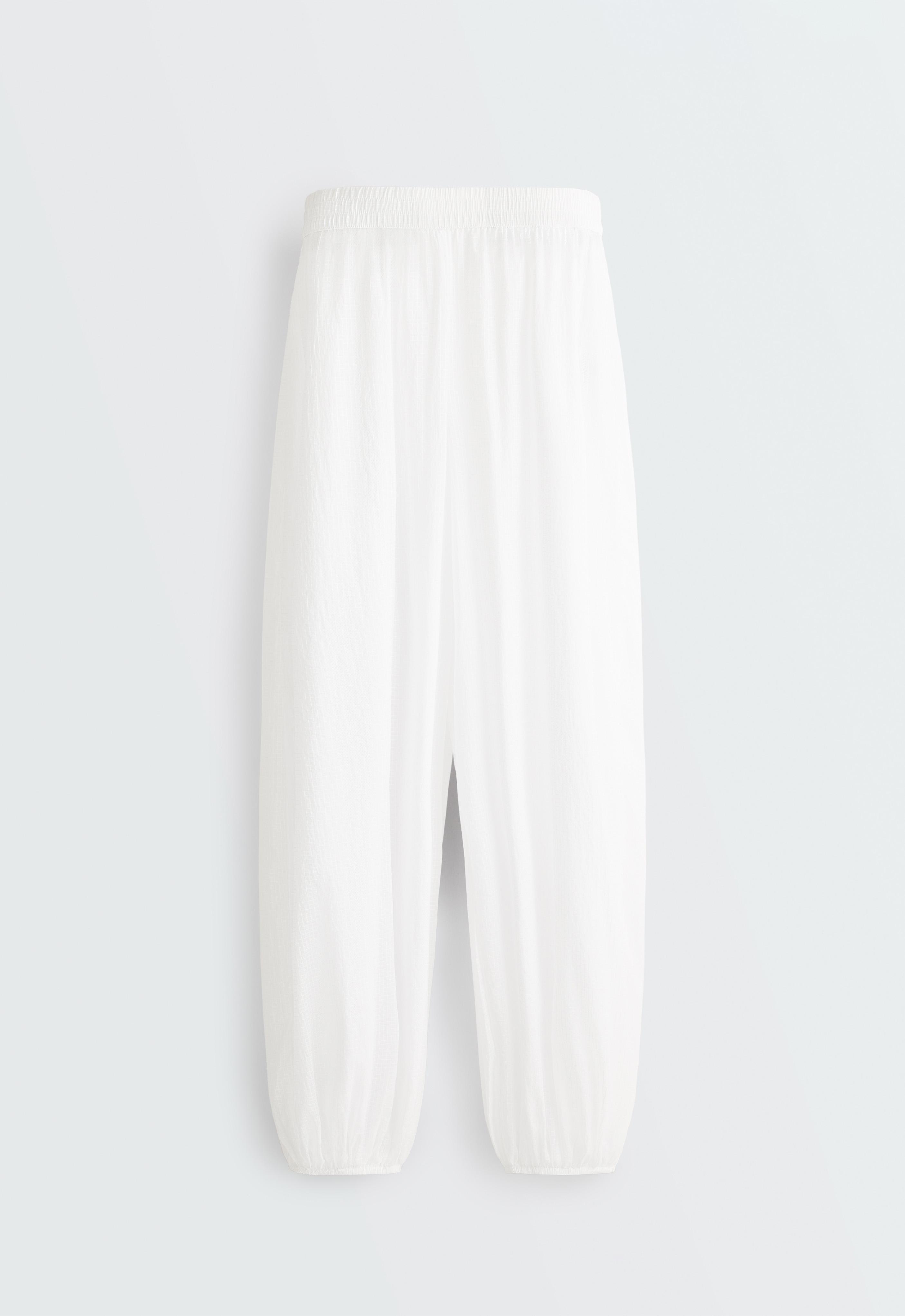 Checked technical bloomer trousers — WHITE 