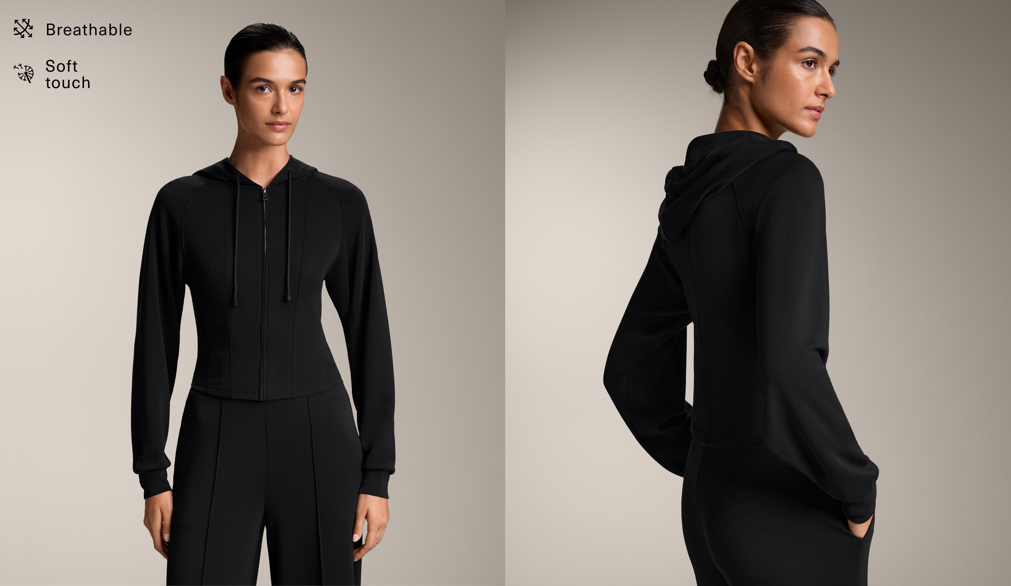 Aansluitende cropped sweater met capuchon van zachte modal