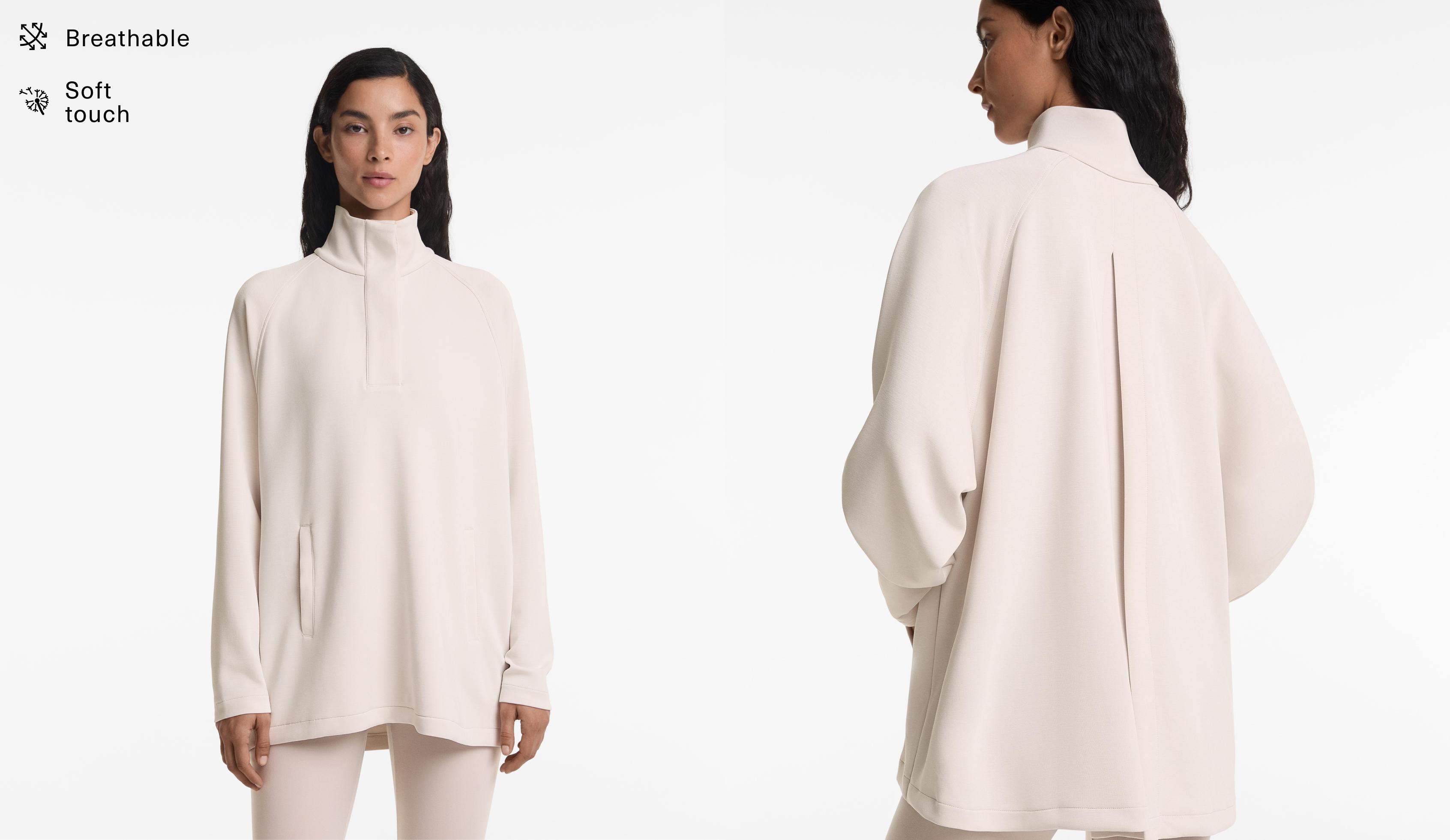 Back pleat sweatshirt with soft-touch modal