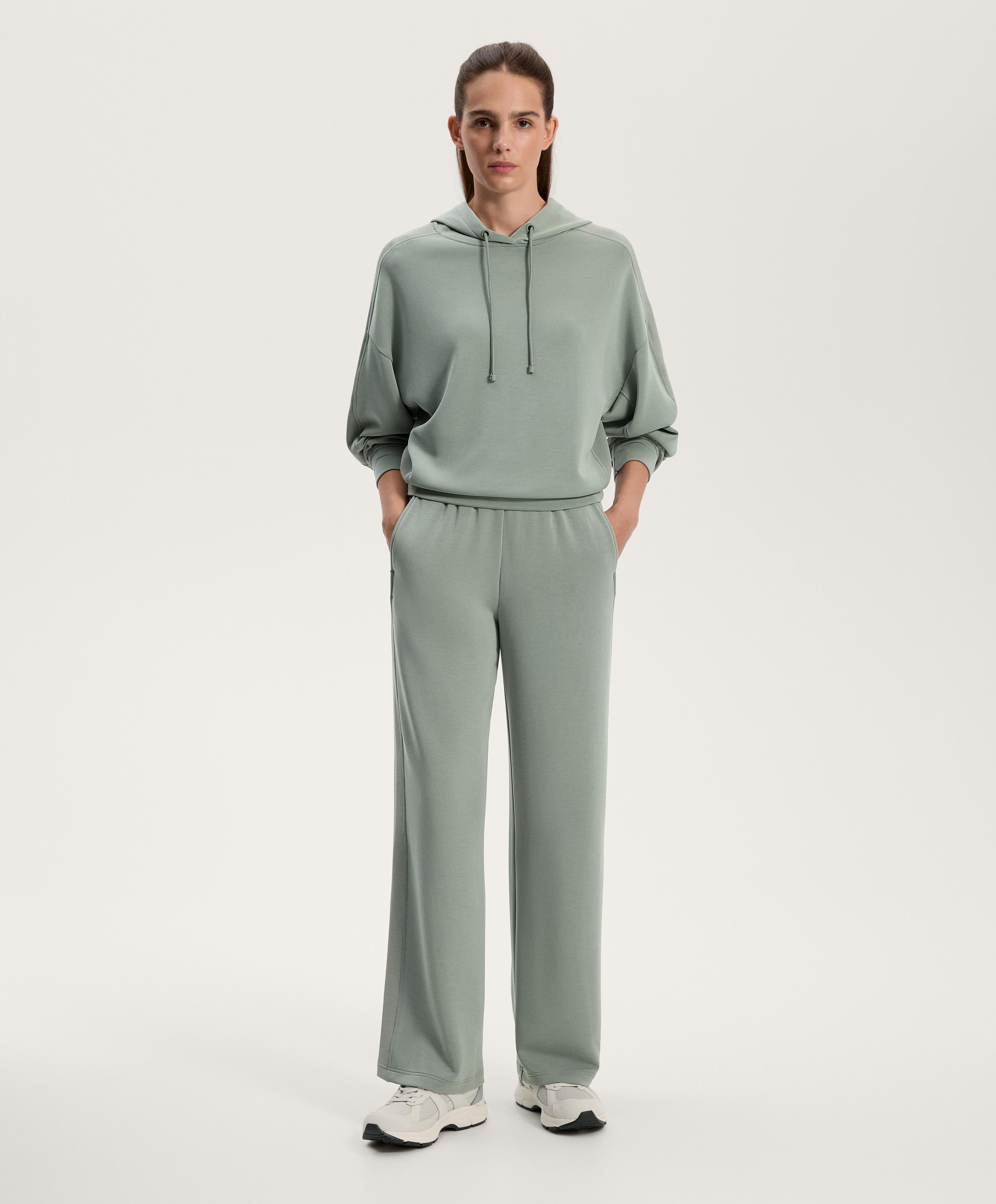 Side rib straight-leg trousers with soft-touch modal - Sale