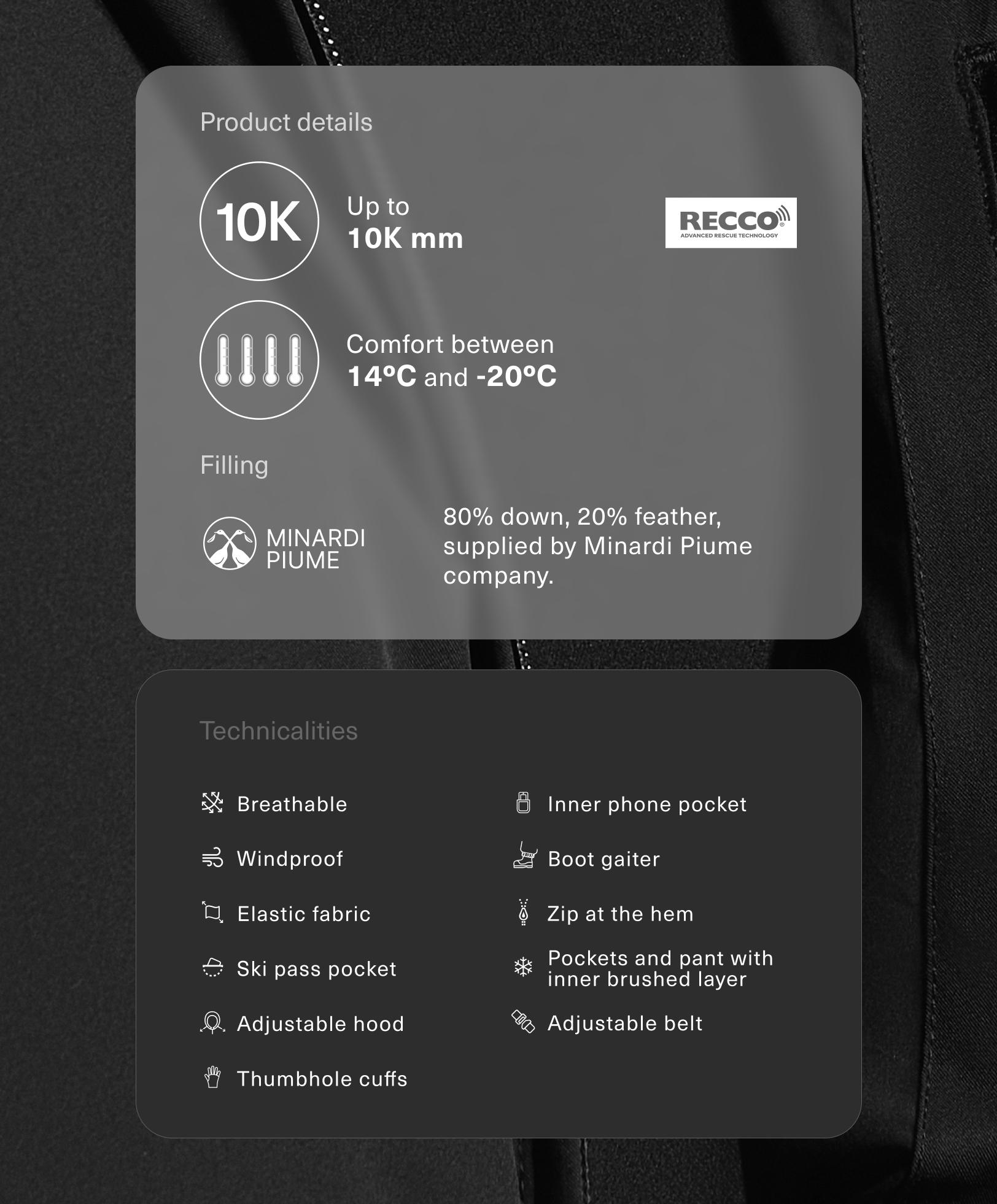 Vodootporni podstavljeni kombinezon 80% perje i 20% paperje MINARDI PIUME SKI Vodootporni podstavljeni kombinezon 80% perje i 20% paperje MINARDI PIUME SKI