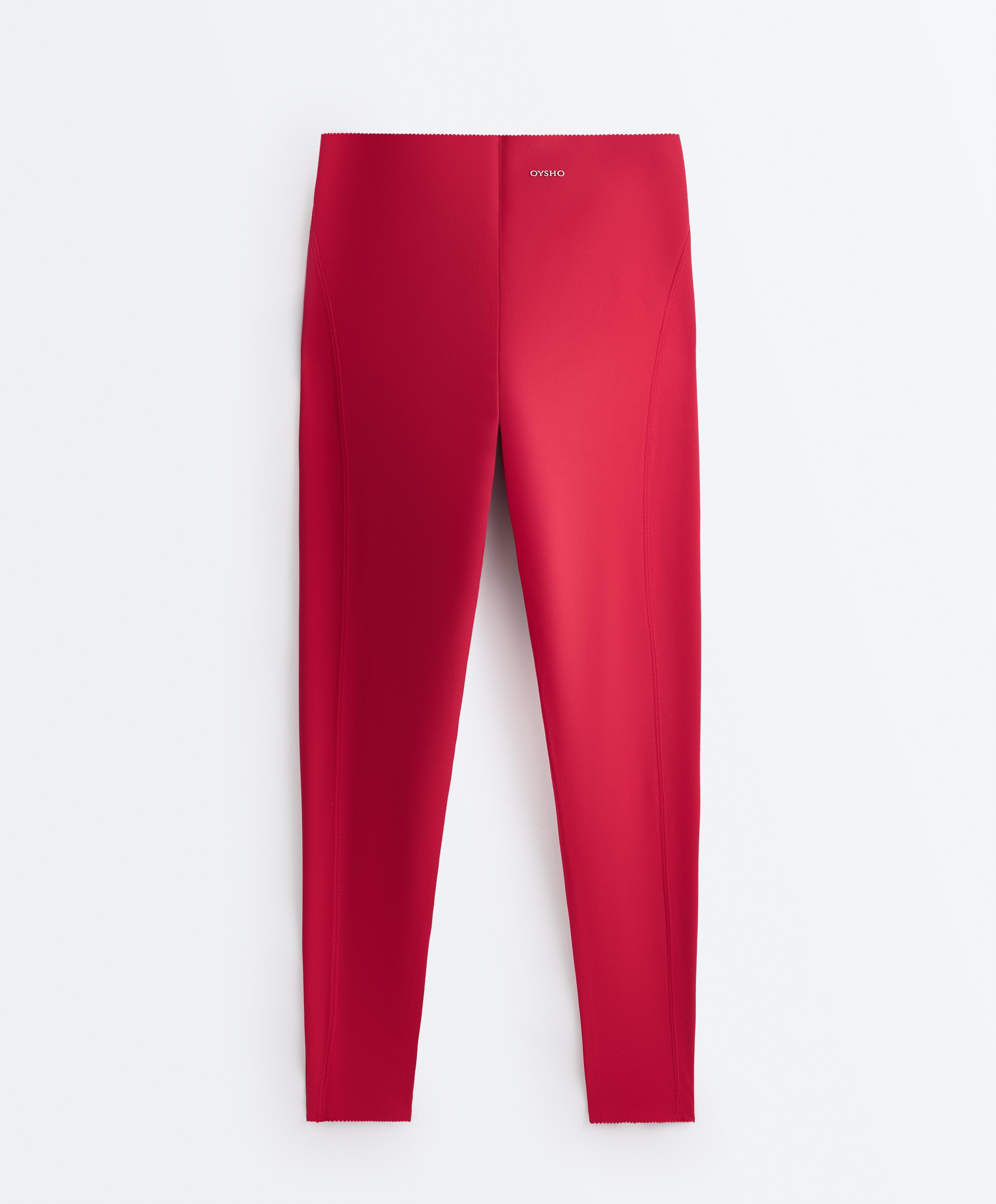 Compressive high-rise core-control ankle-length leggings — RED