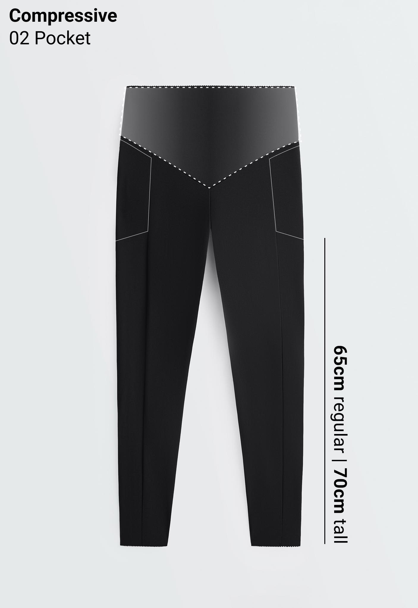 Compressive high-waisted pocket ankle-length leggings — BLACK