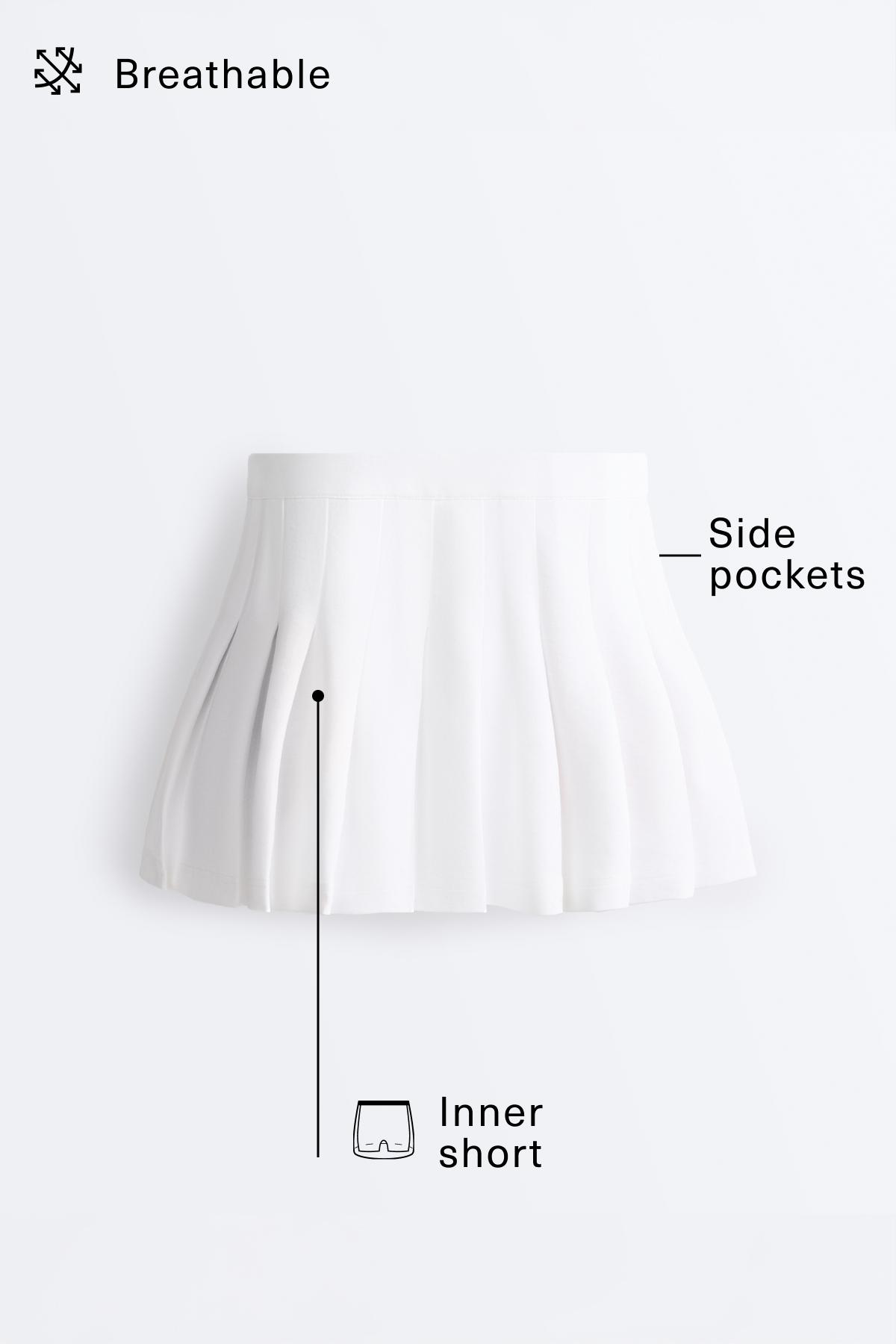 Cotton piqué pleated mini skirt — WHITE