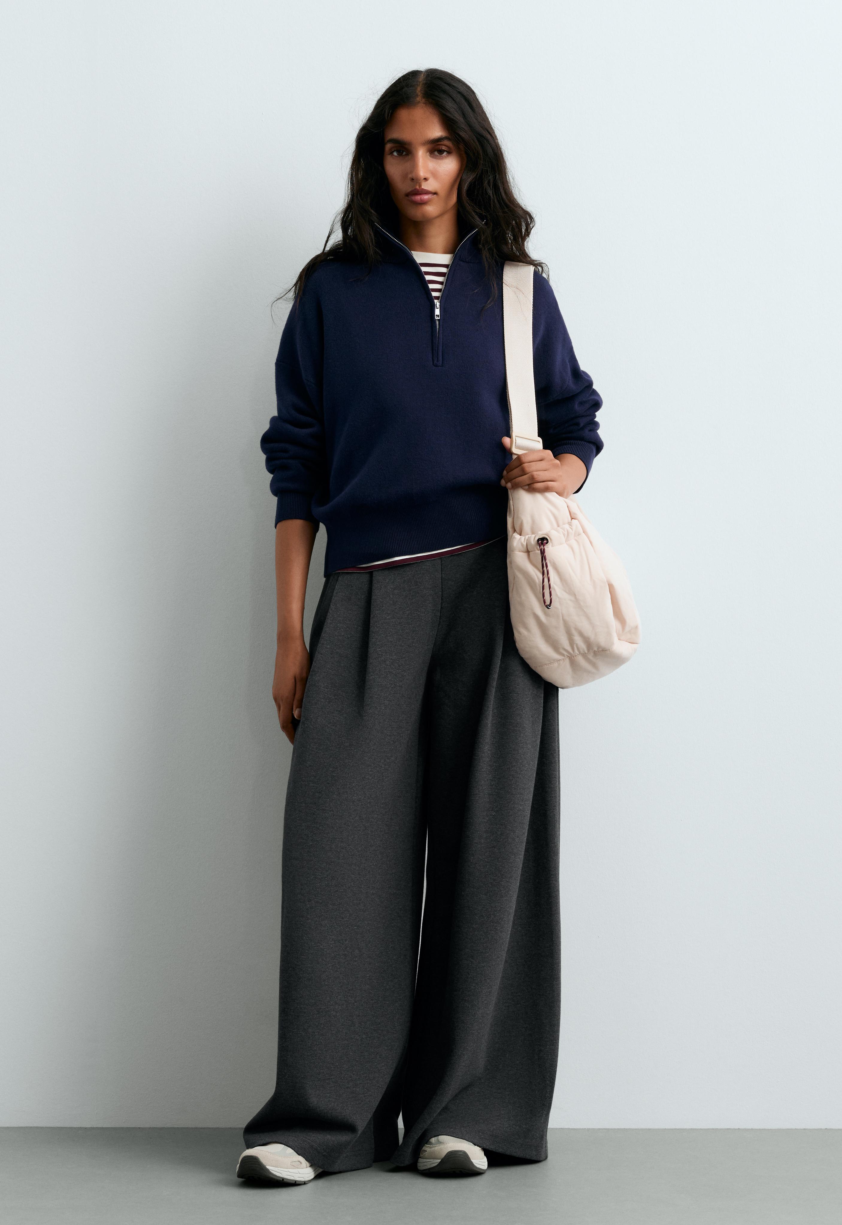 Wide-leg piqué cotton trousers Wide-leg piqué cotton trousers