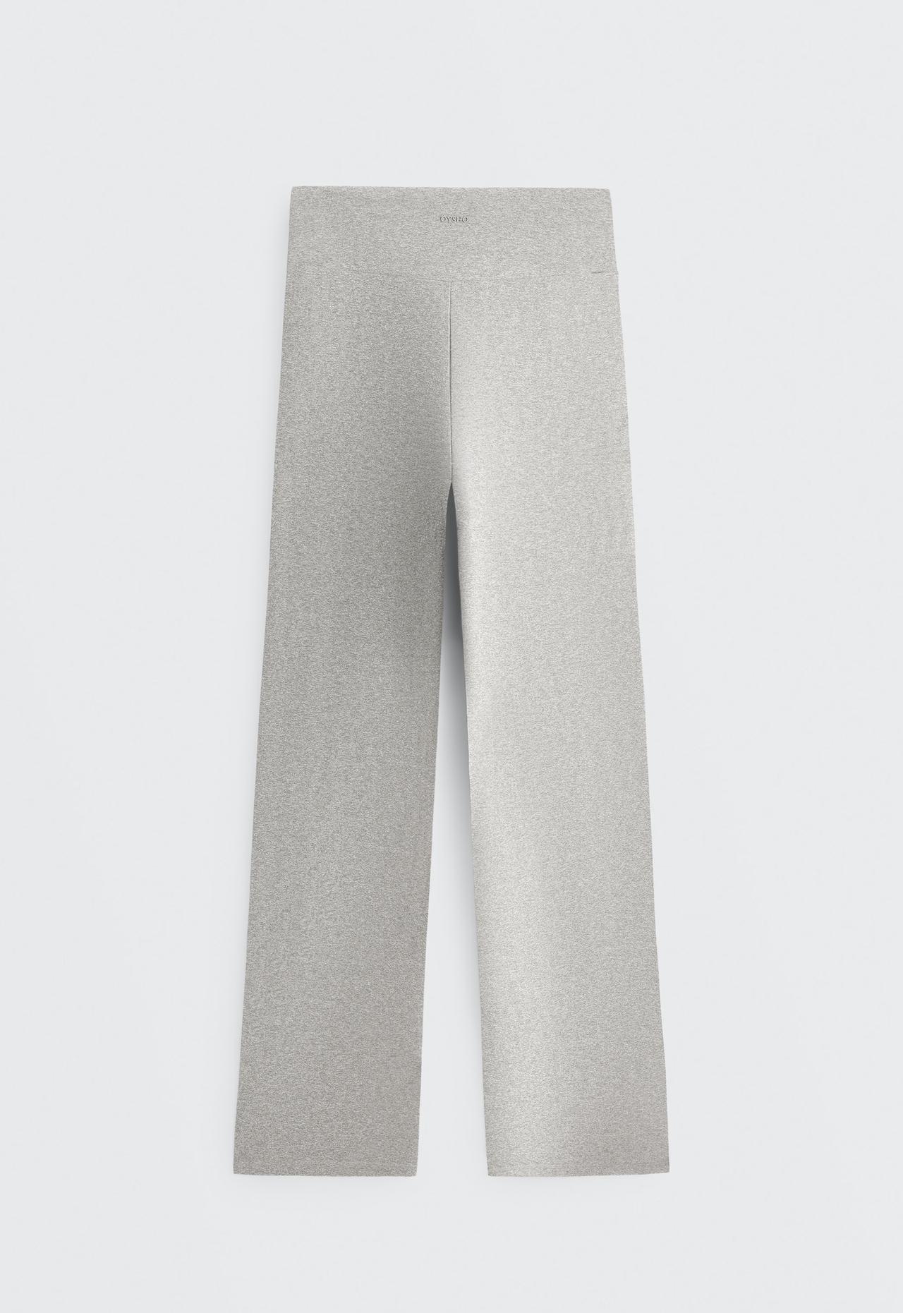 Comfortlux high-waisted straight-leg heathered trousers — GREY MELANGE