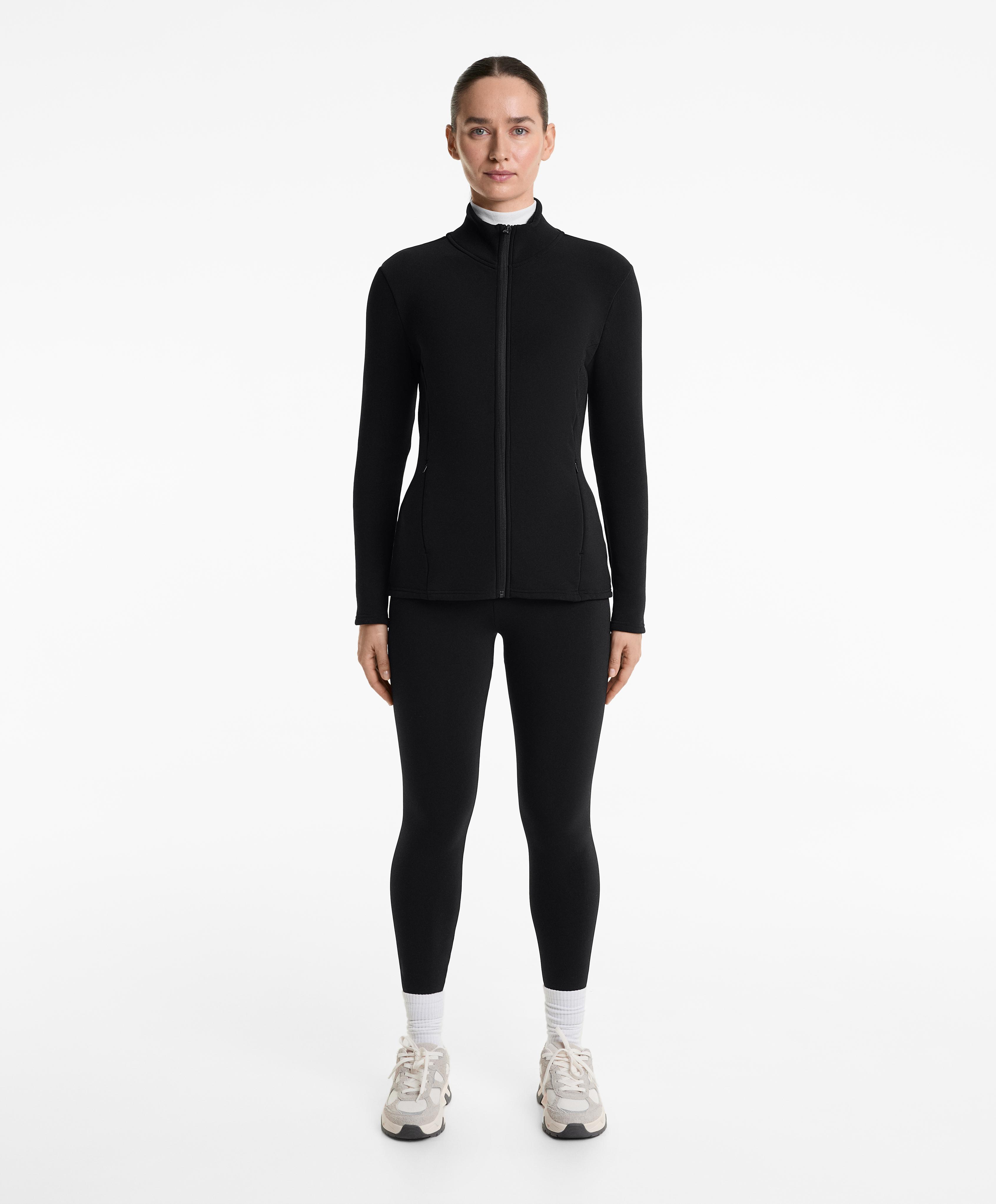 Long super extra warm seamless technical jacket — BLACK