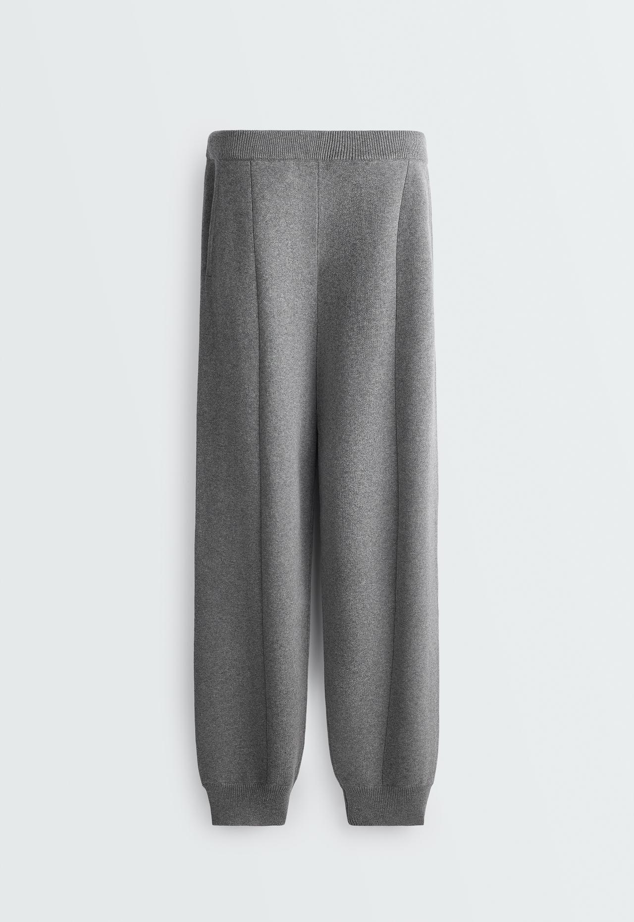 Cotton-blend knit joggers — MOTTLED GREY MELANGE