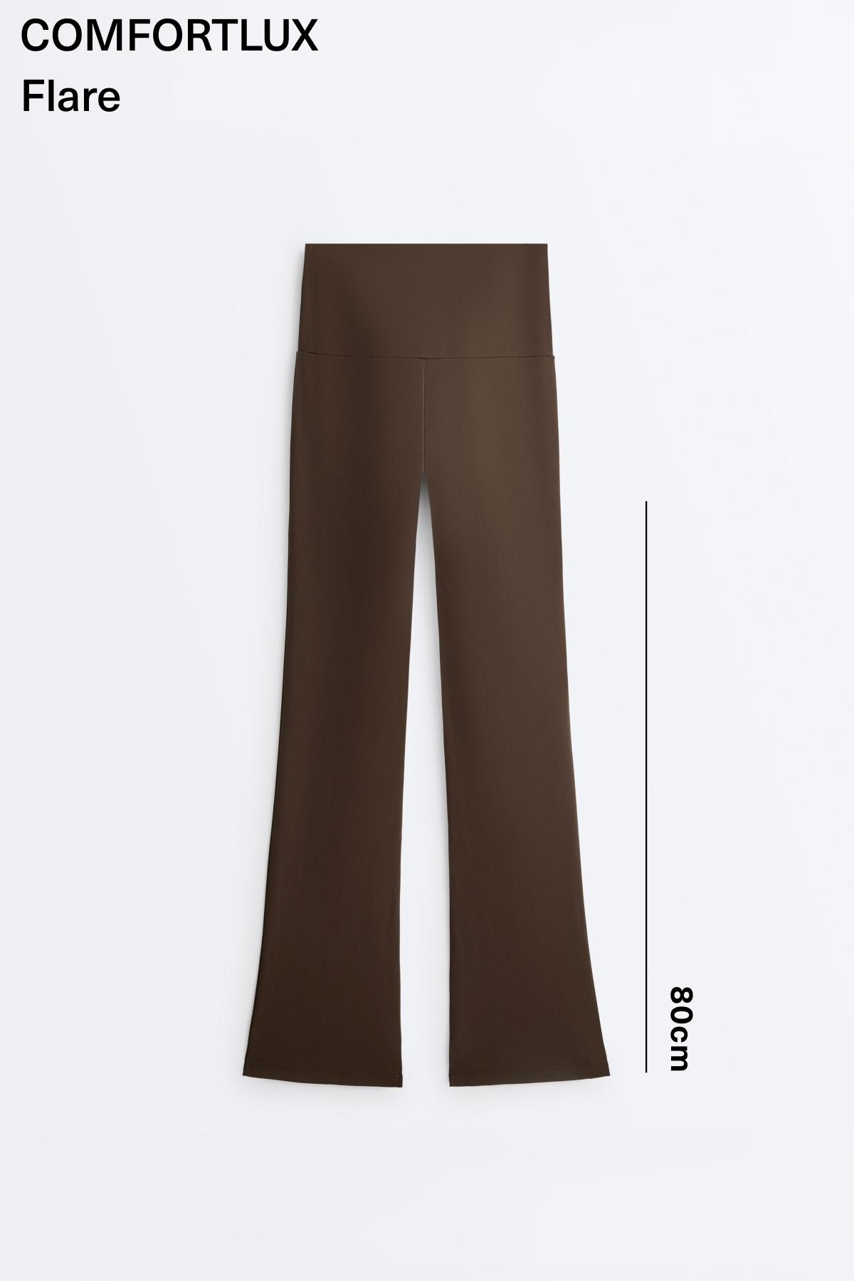 High-rise Comfortlux flare trousers — DARK BROWN