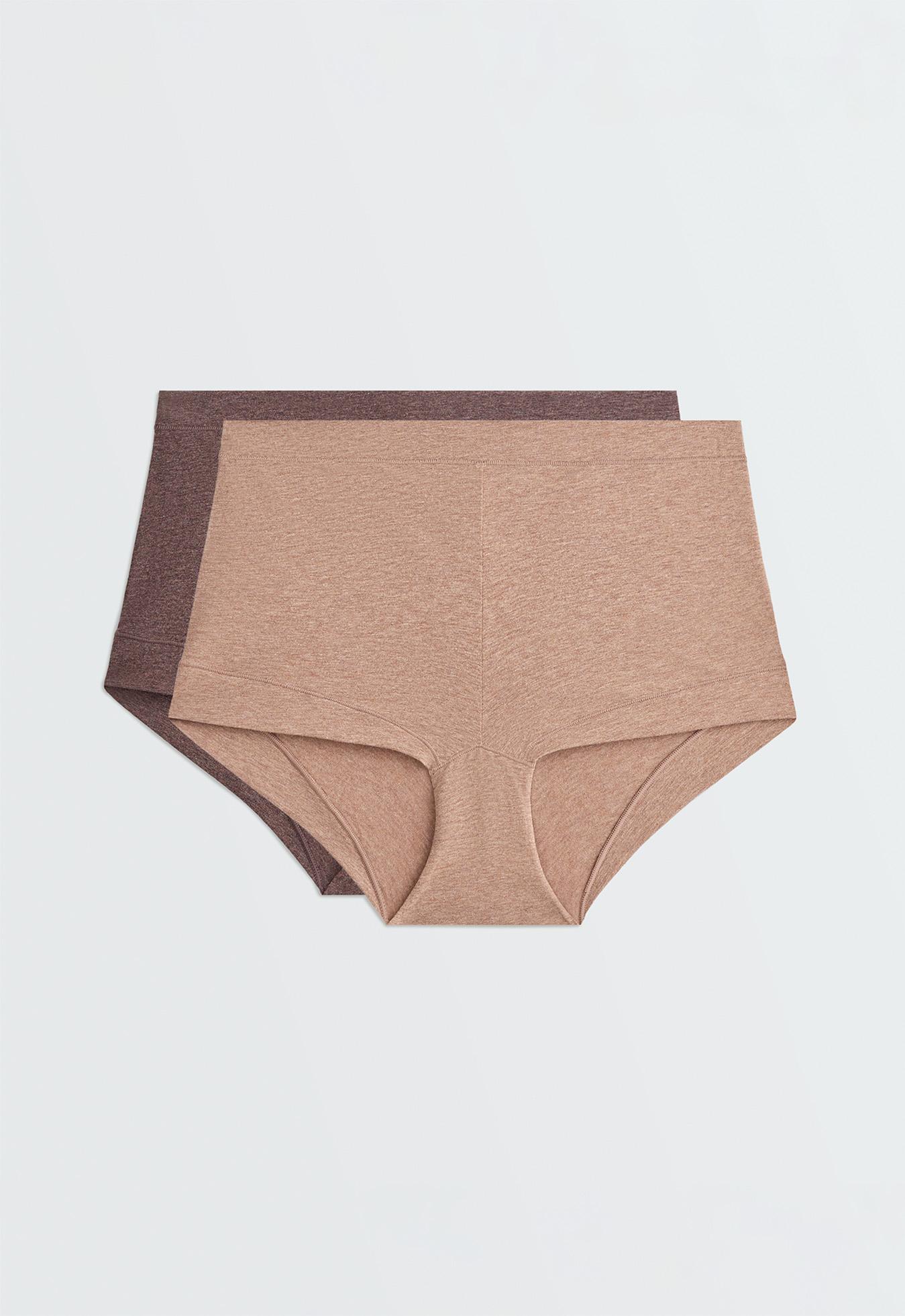 2 cotton blend shortie briefs — CHOCOLATE      