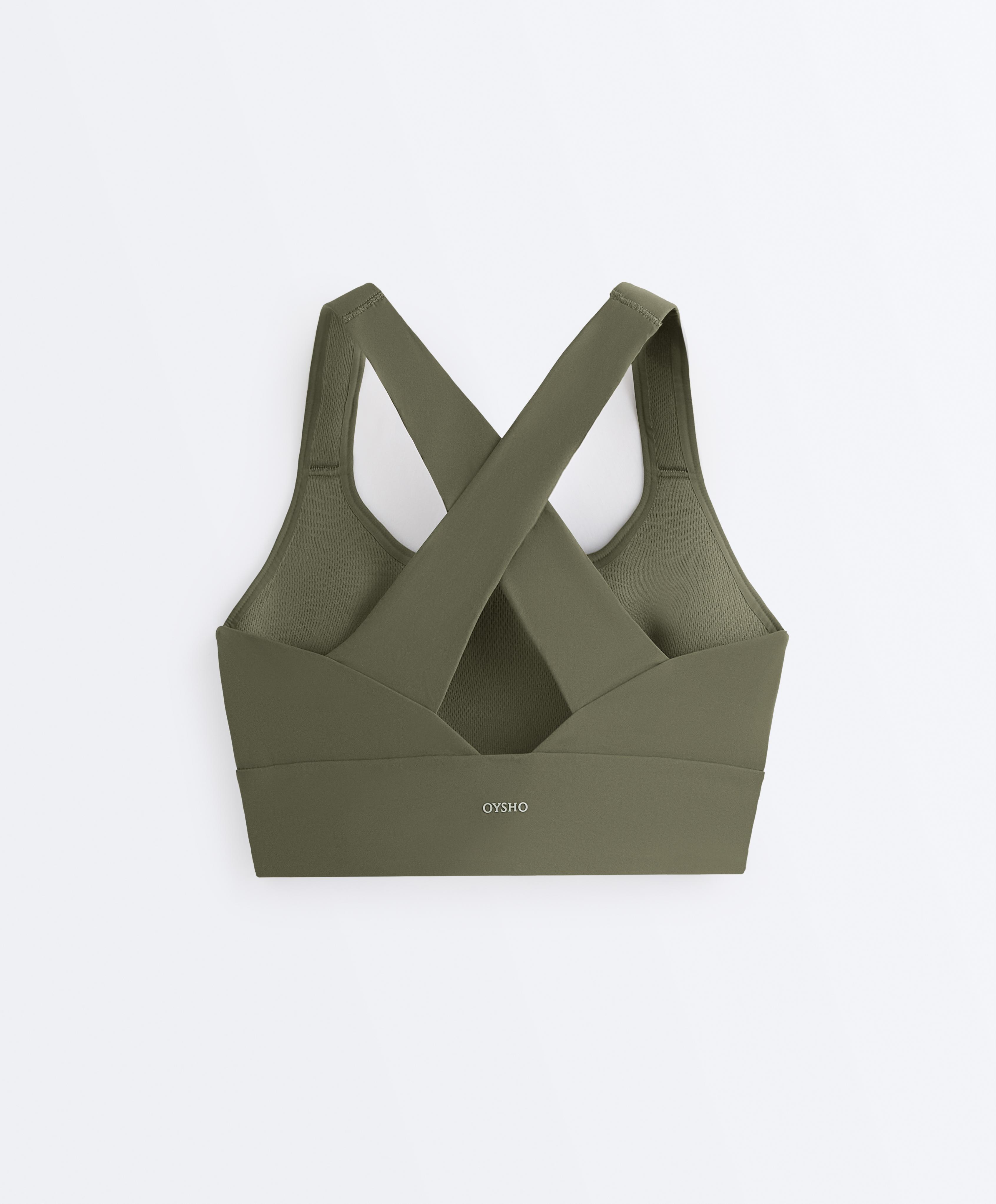 Medium-support Light Touch crossover bra — KHAKI