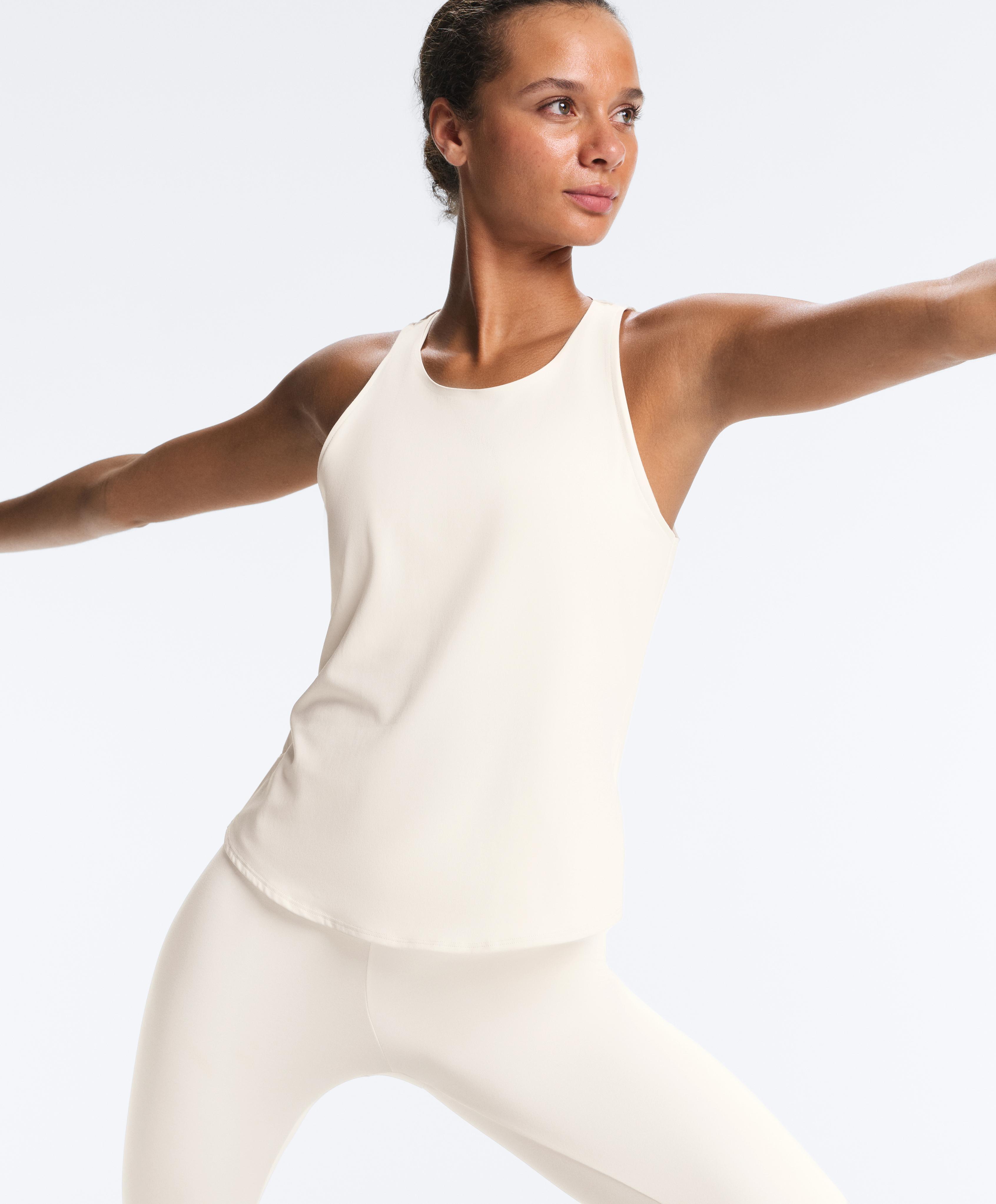 Comfortlux cross-back T-shirt — PALE ECRU