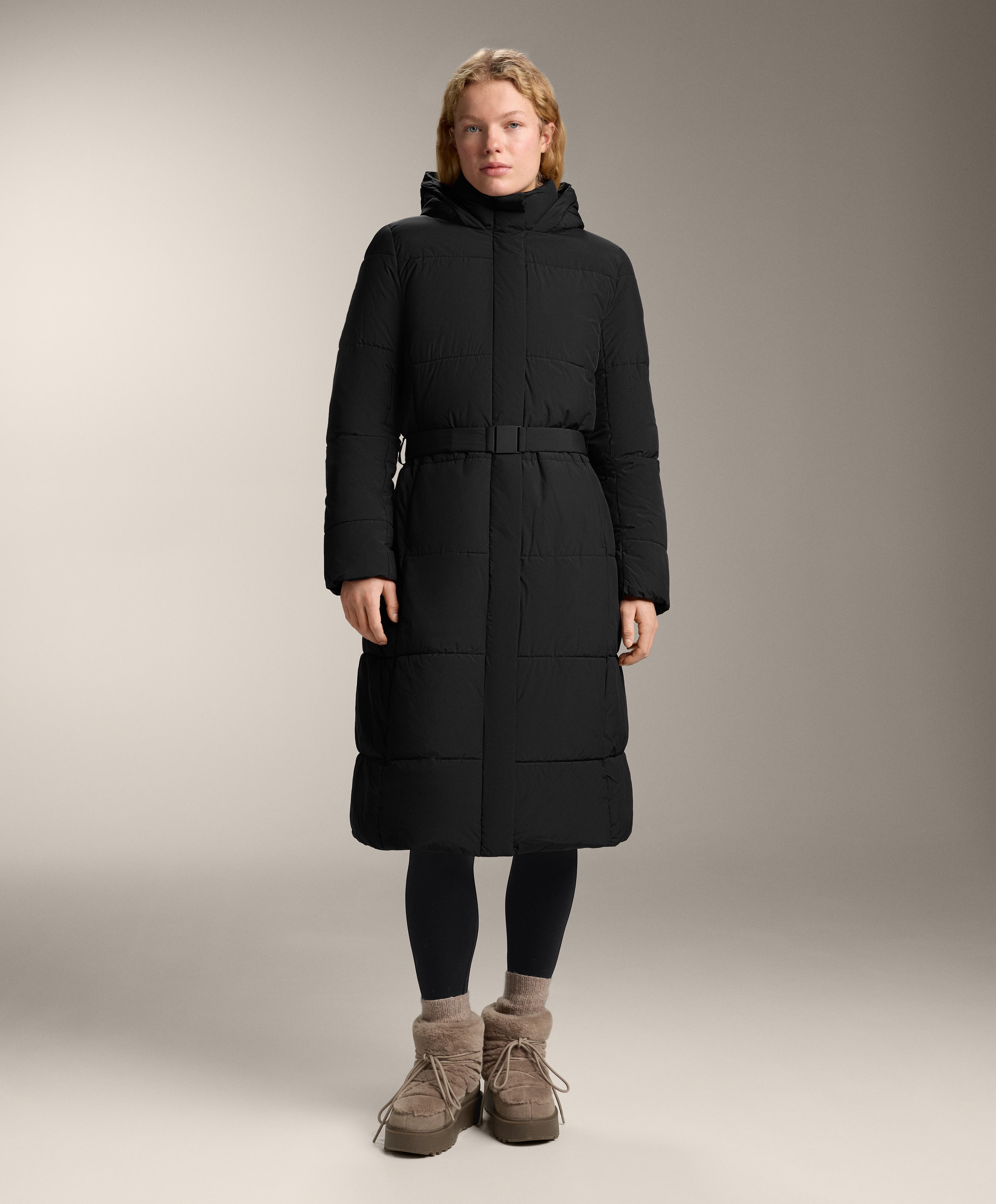 Primaloft® water-repellent long padded jacket — BLACK
