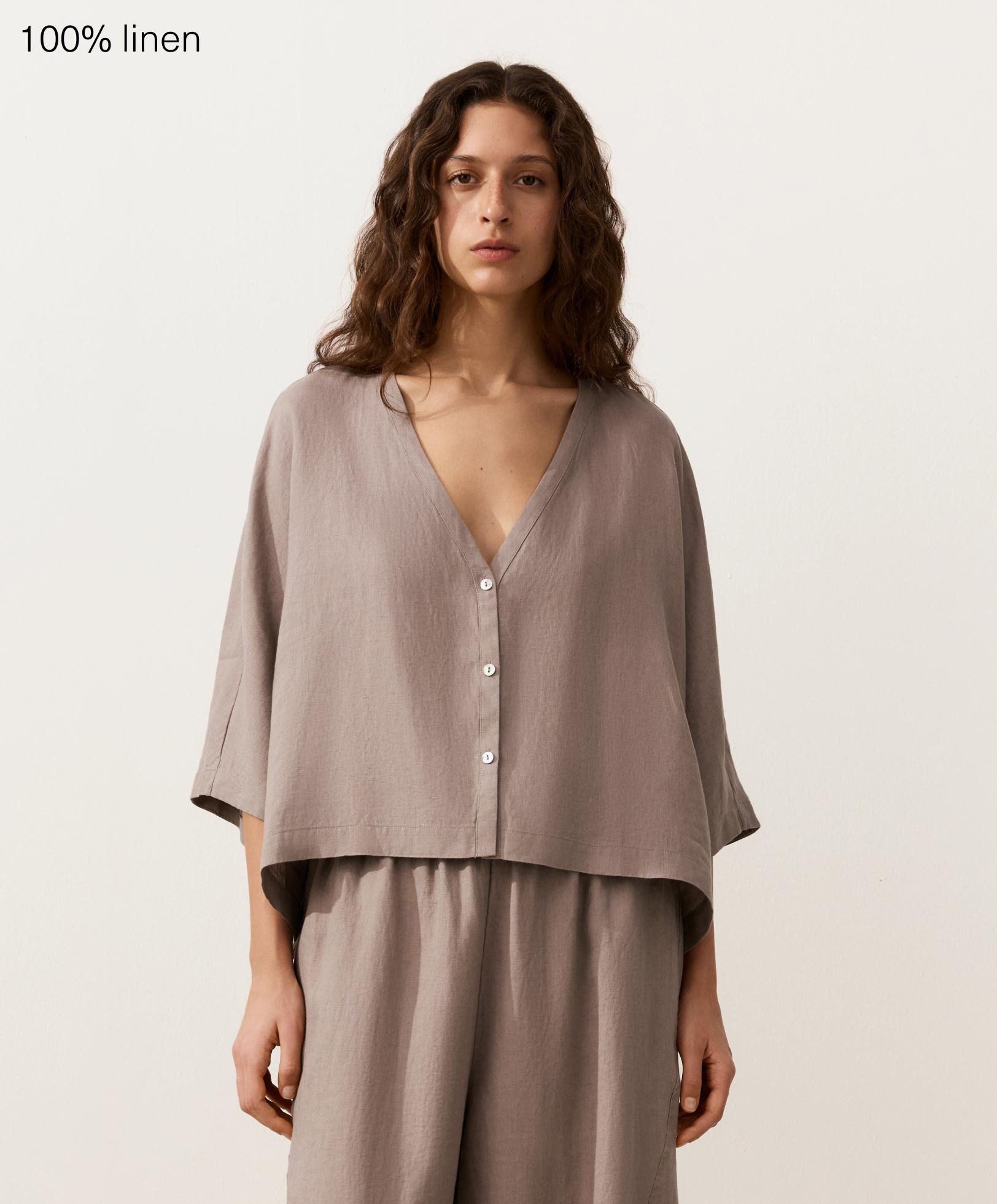 100% linen short-sleeve shirt