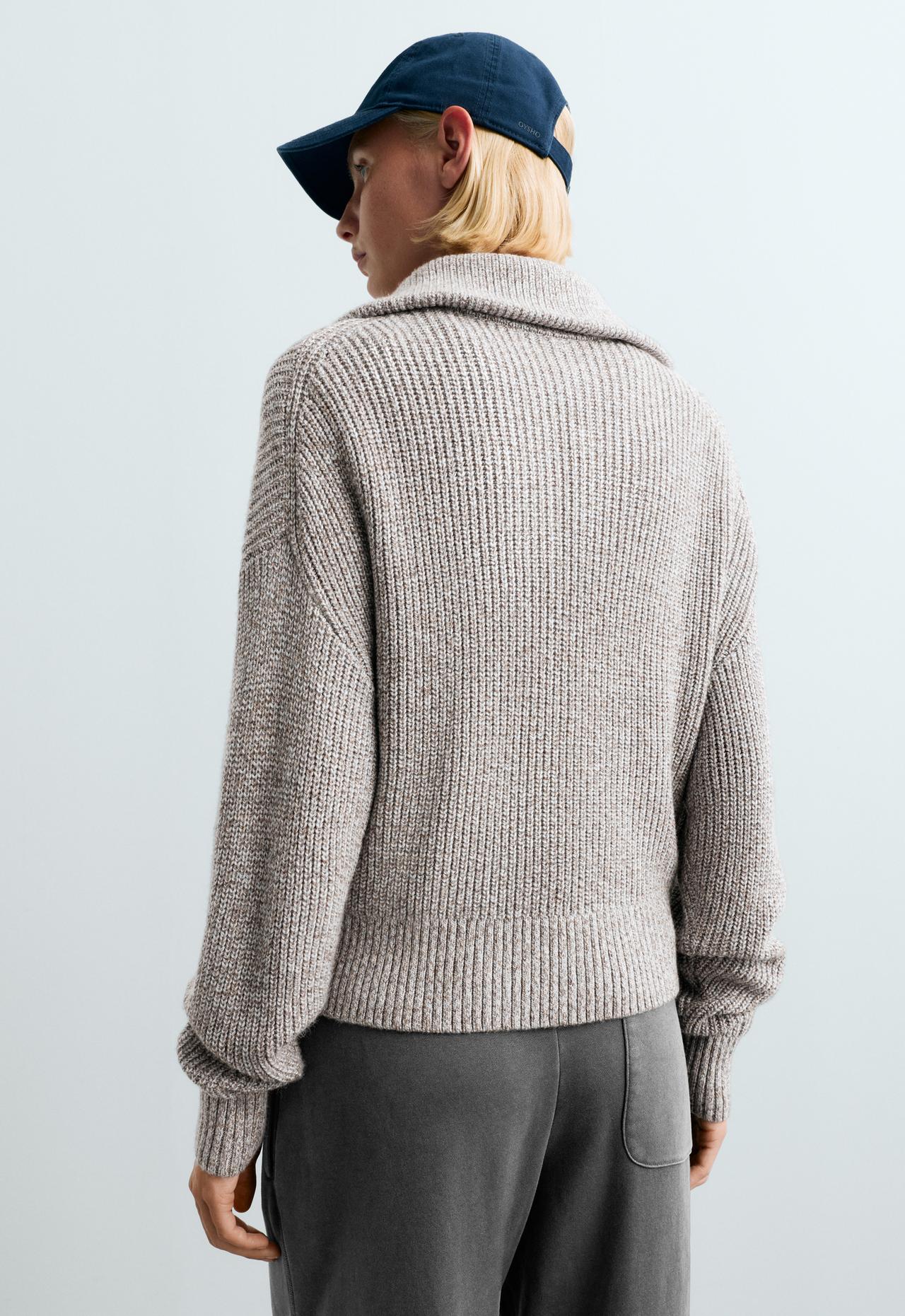 Knit Rib half-zip jumper — PALE GREY-BLUE