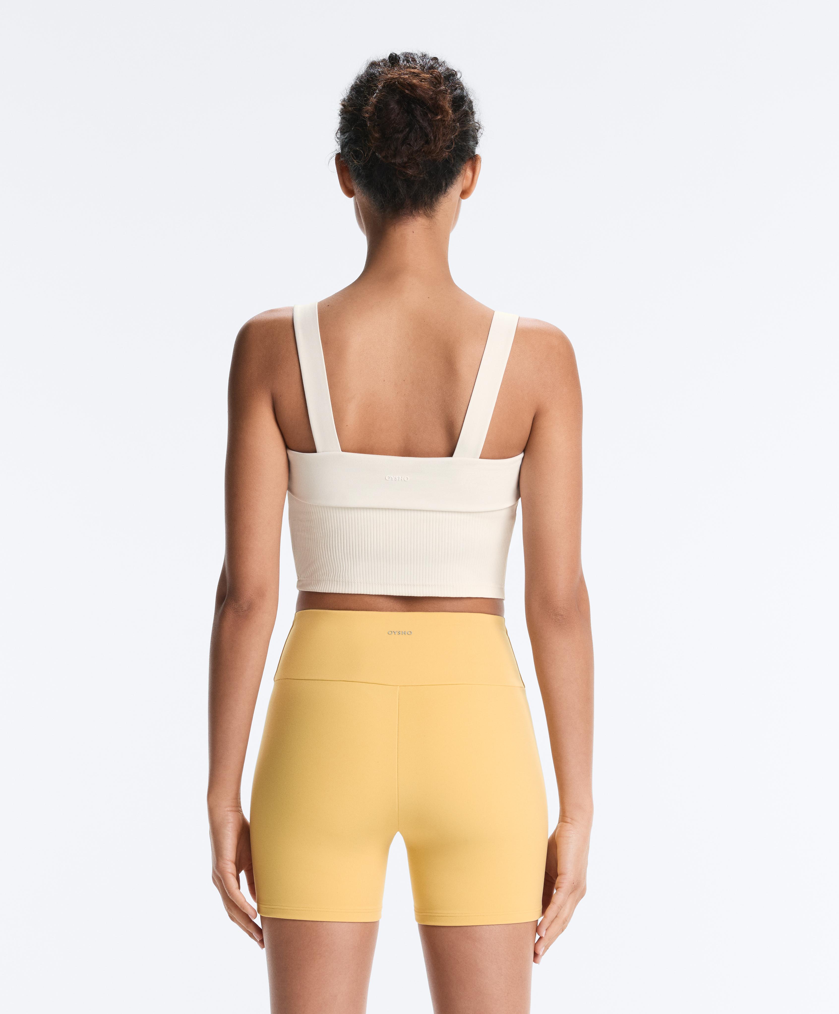 Comfortlux rib turn-up tank top — PALE ECRU