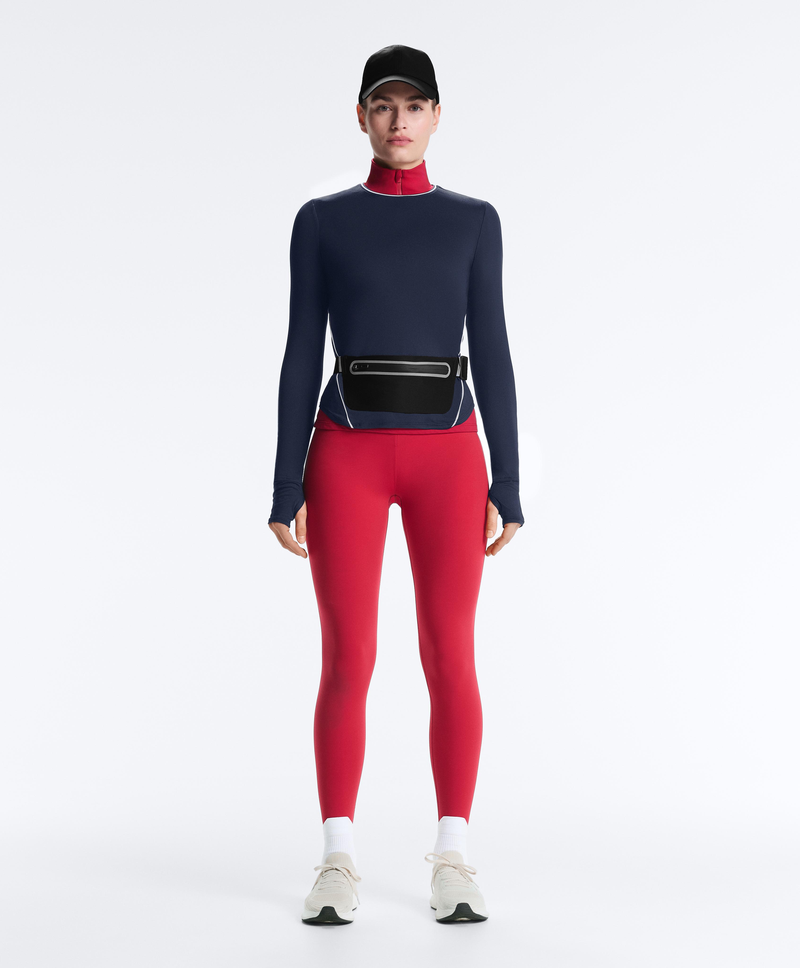Long-sleeve technical piping T-shirt — NAVY BLUE
