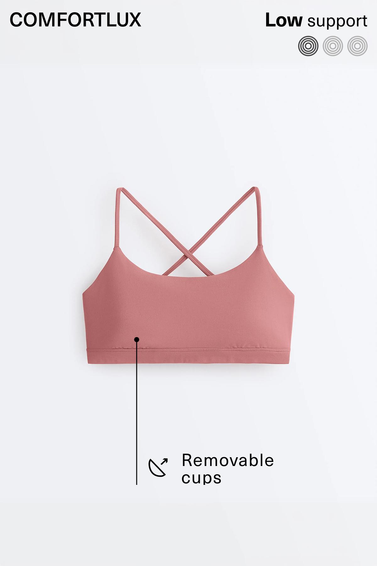 Low-support Comfortlux sports bra with straps — PALE PINK