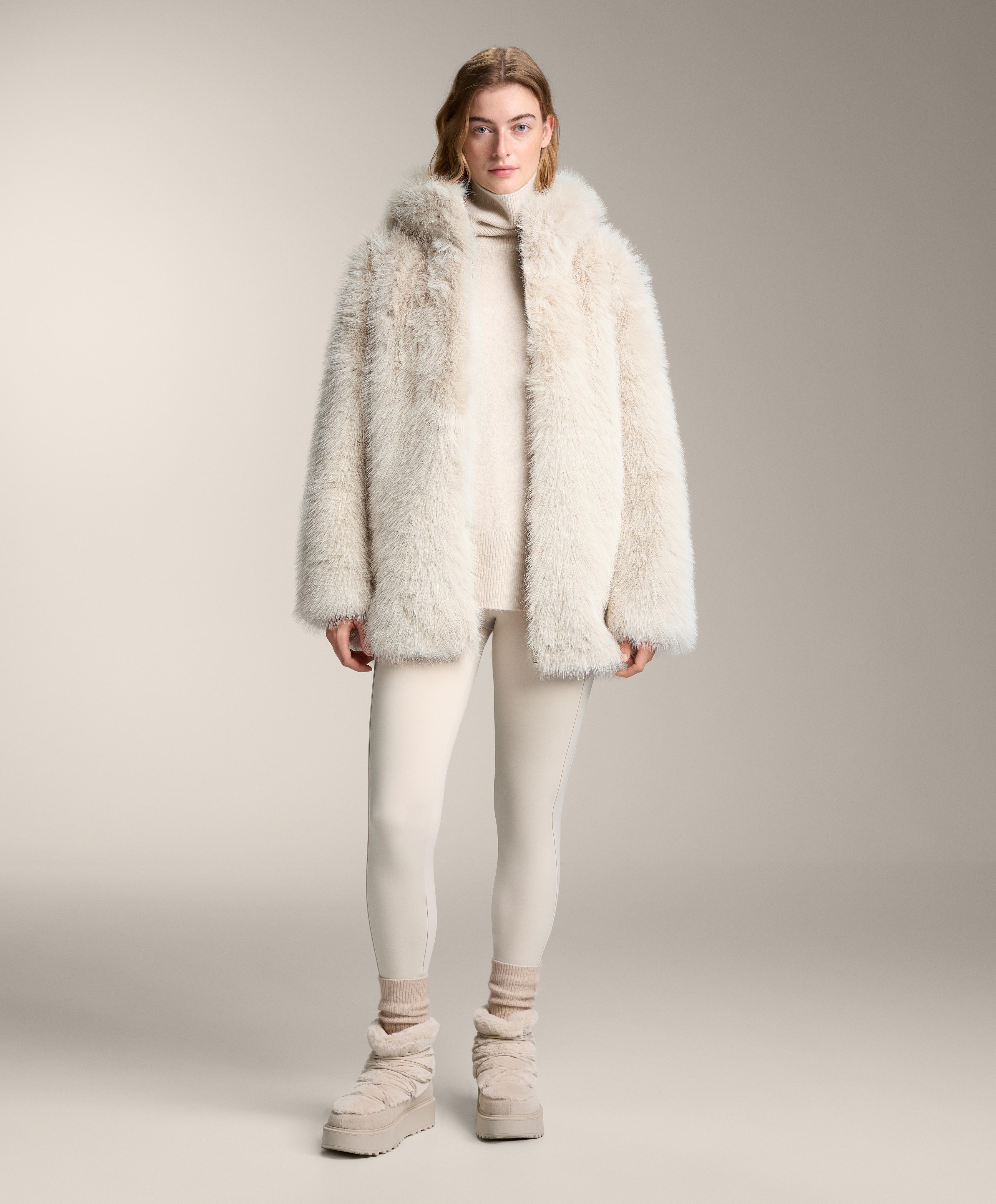 Faux fur hooded jacket — OATMEAL