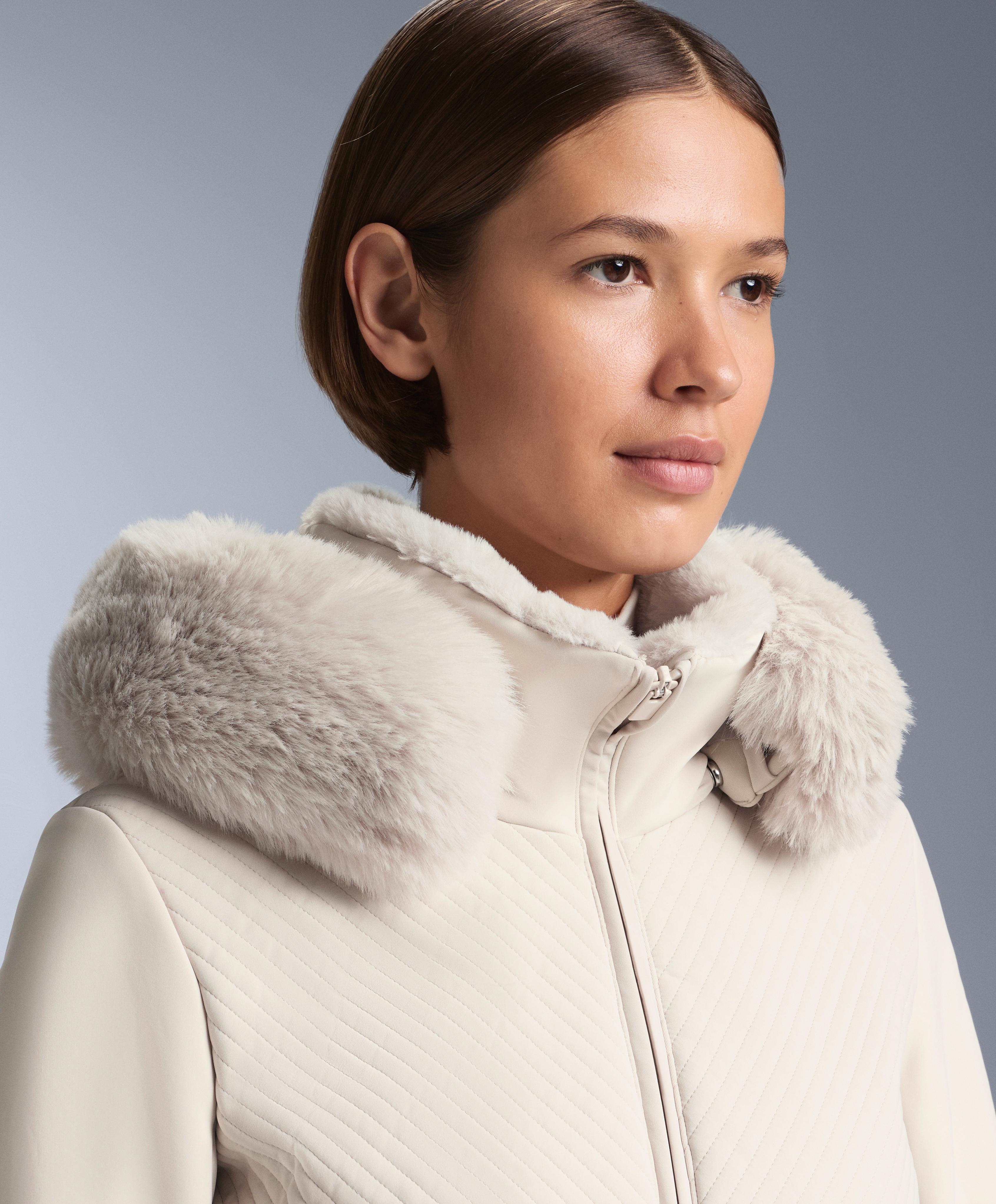 Water-resistant colour-block fitted stretch SKI jumpsuit — PALE MINK