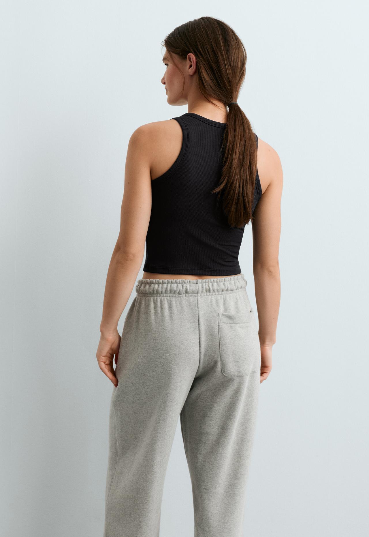Long modal blend rib tank top — BLACK