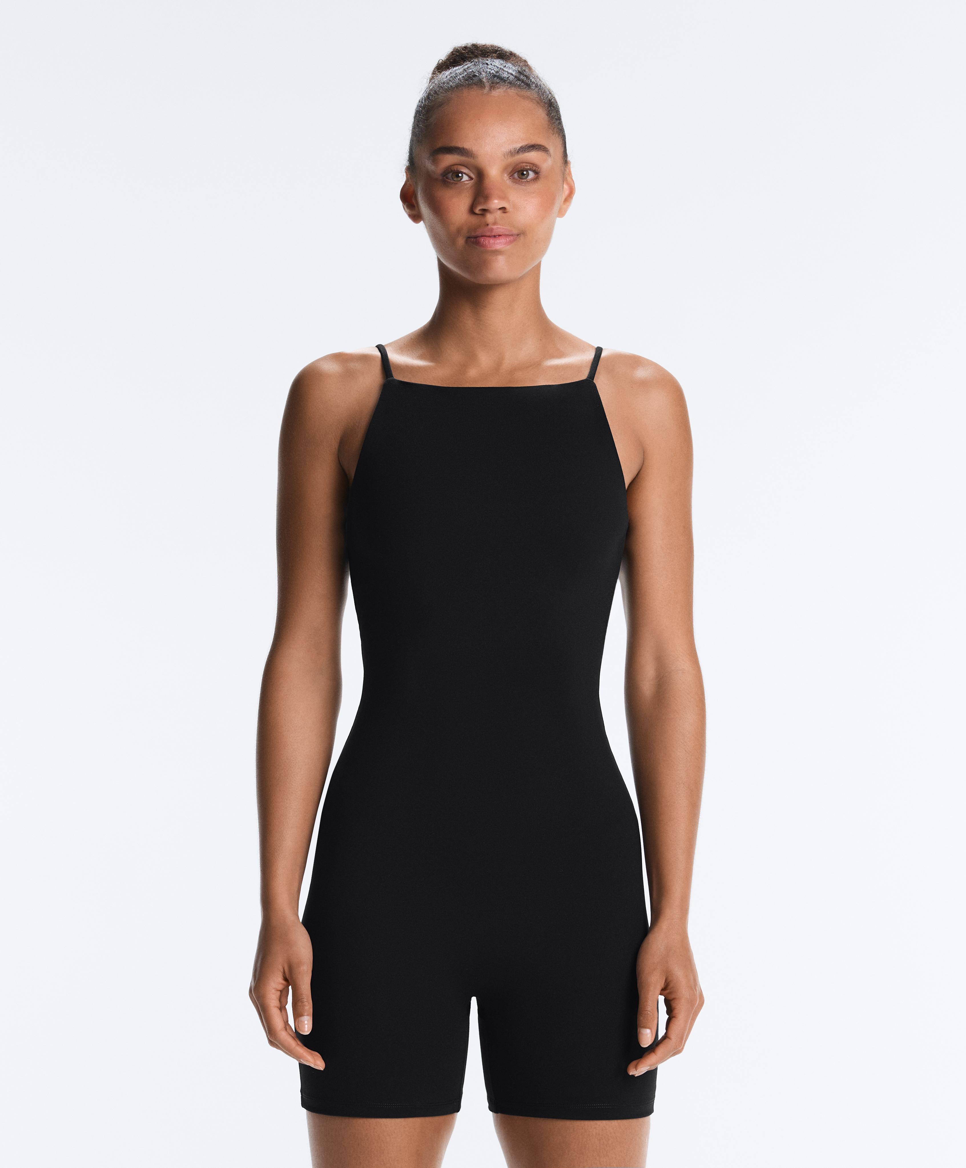 Evermove open-back short jumpsuit — BLACK