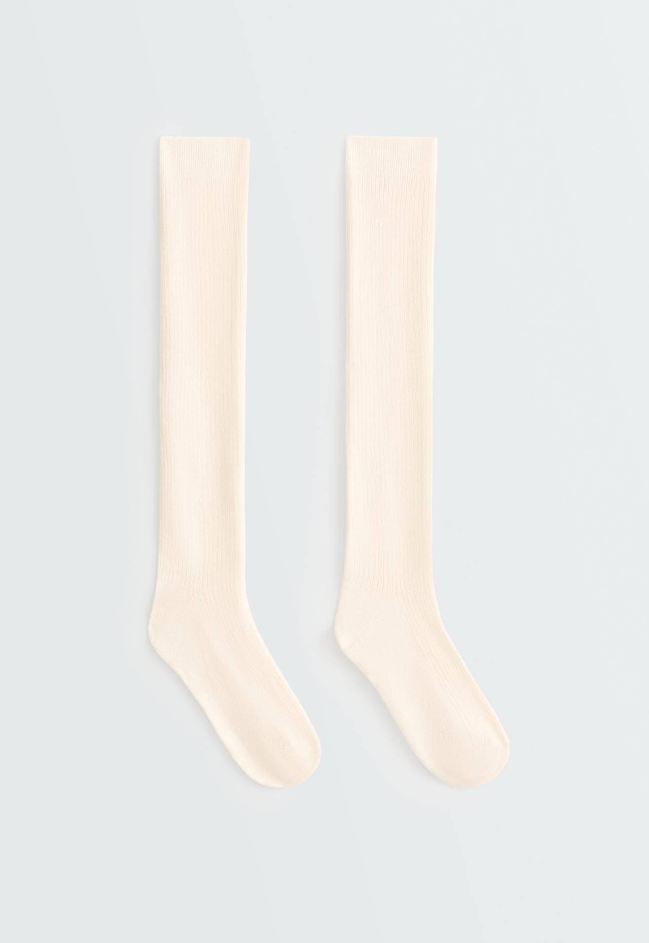 Long socks 61% modal 17% cashmere — ECRU
