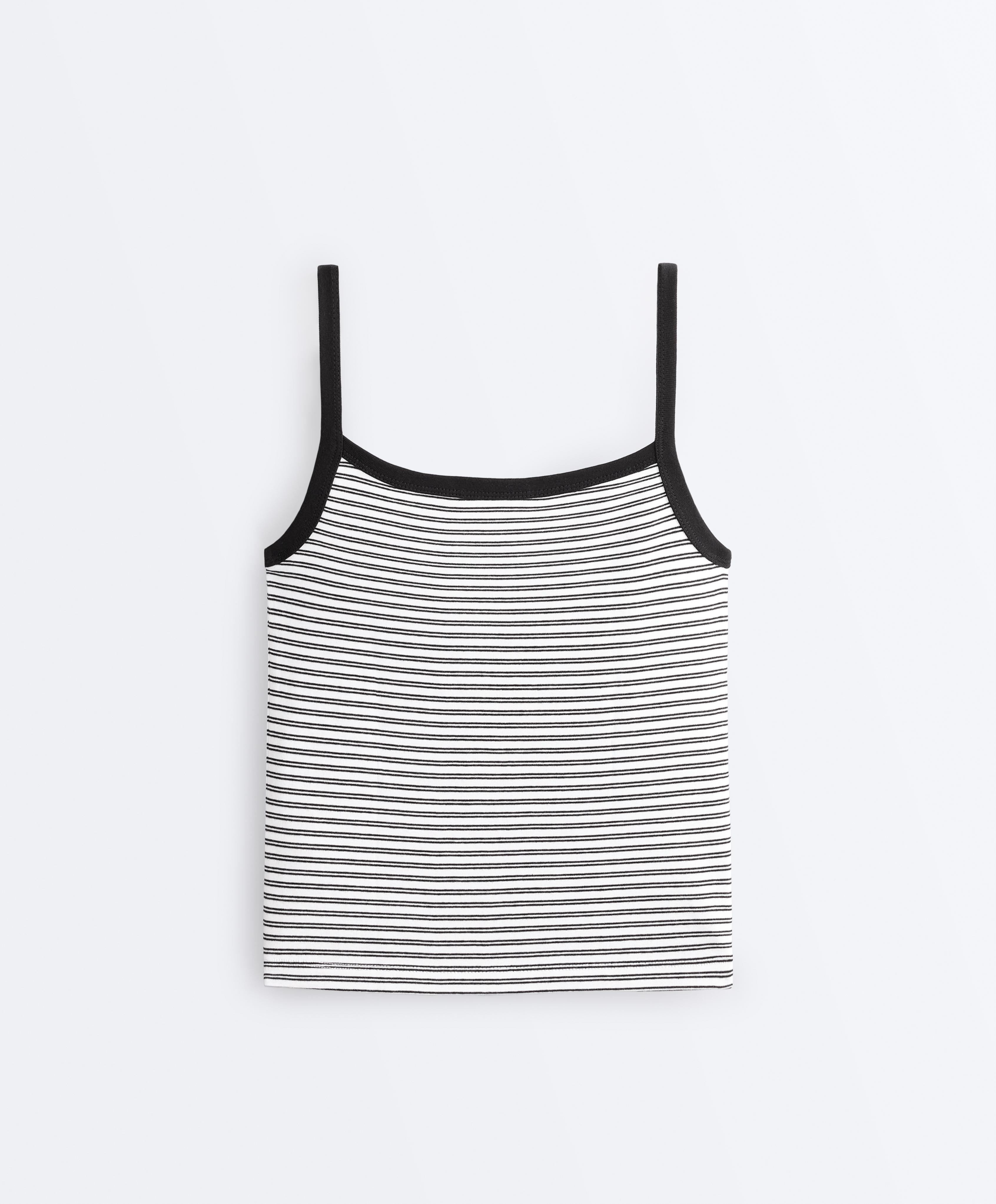 Striped cotton-blend rib vest top — WHITE