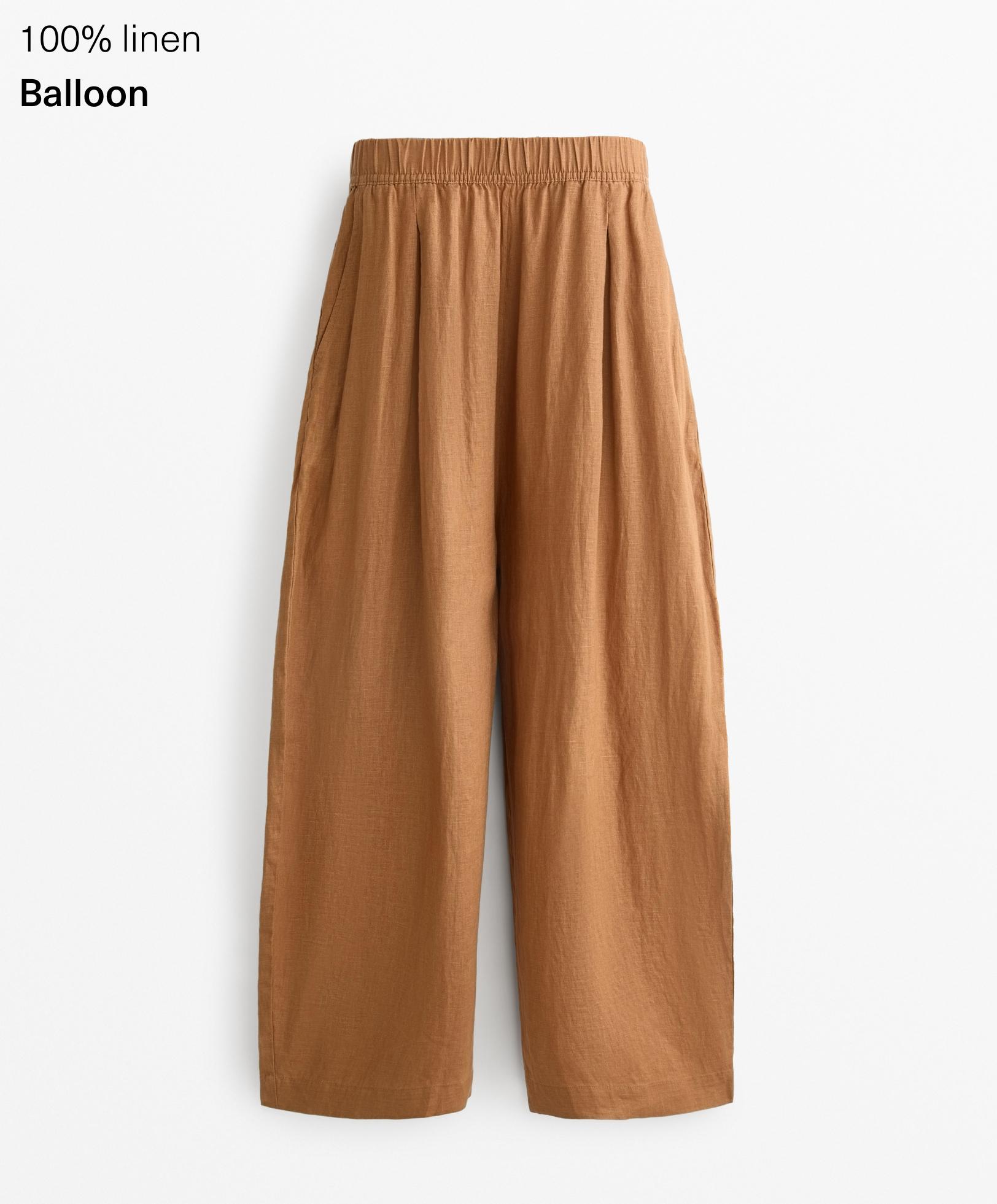 100% linen crop balloon trousers