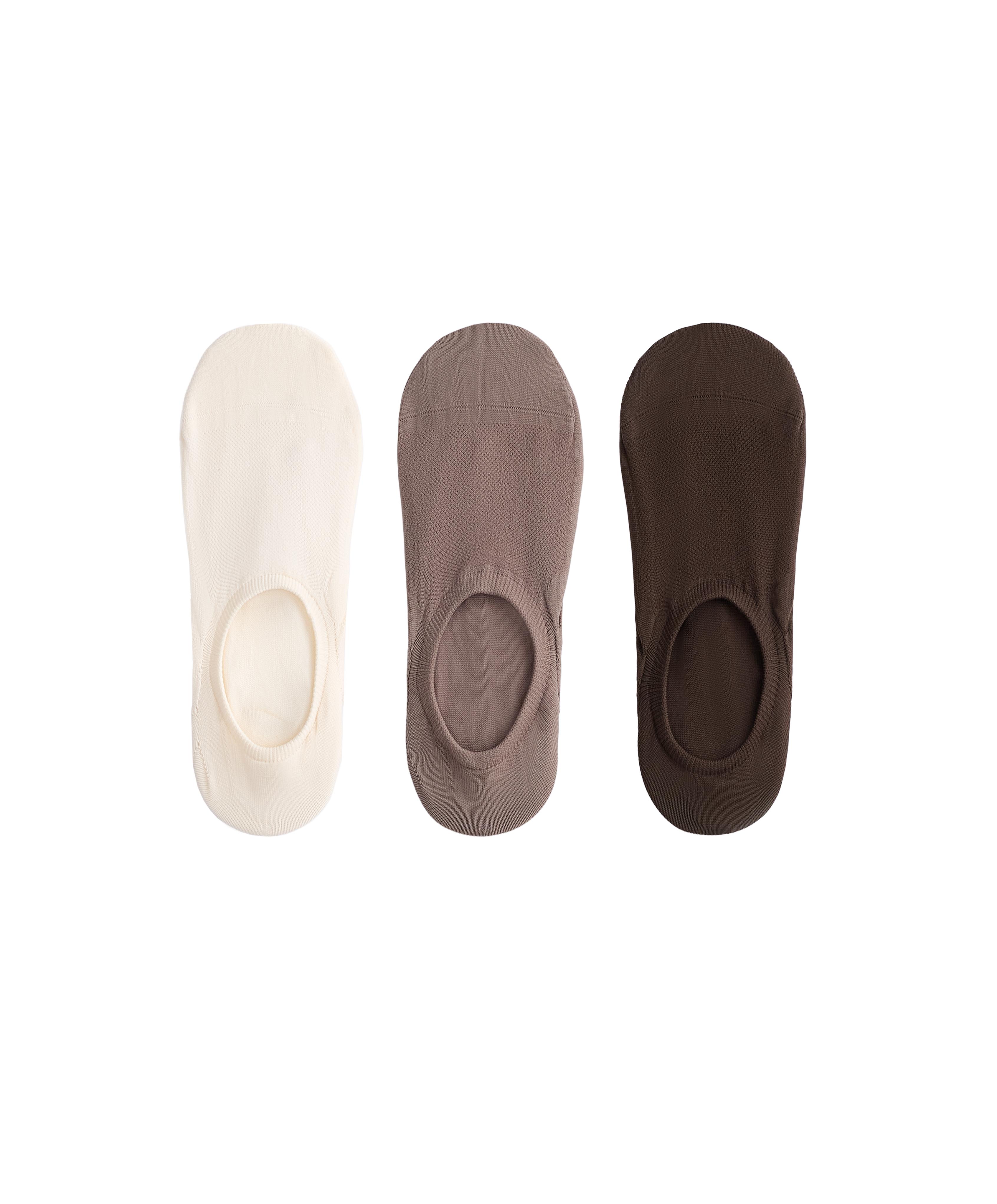 3 pairs of high-cut invisible polyamide blend sports socks — BROWN