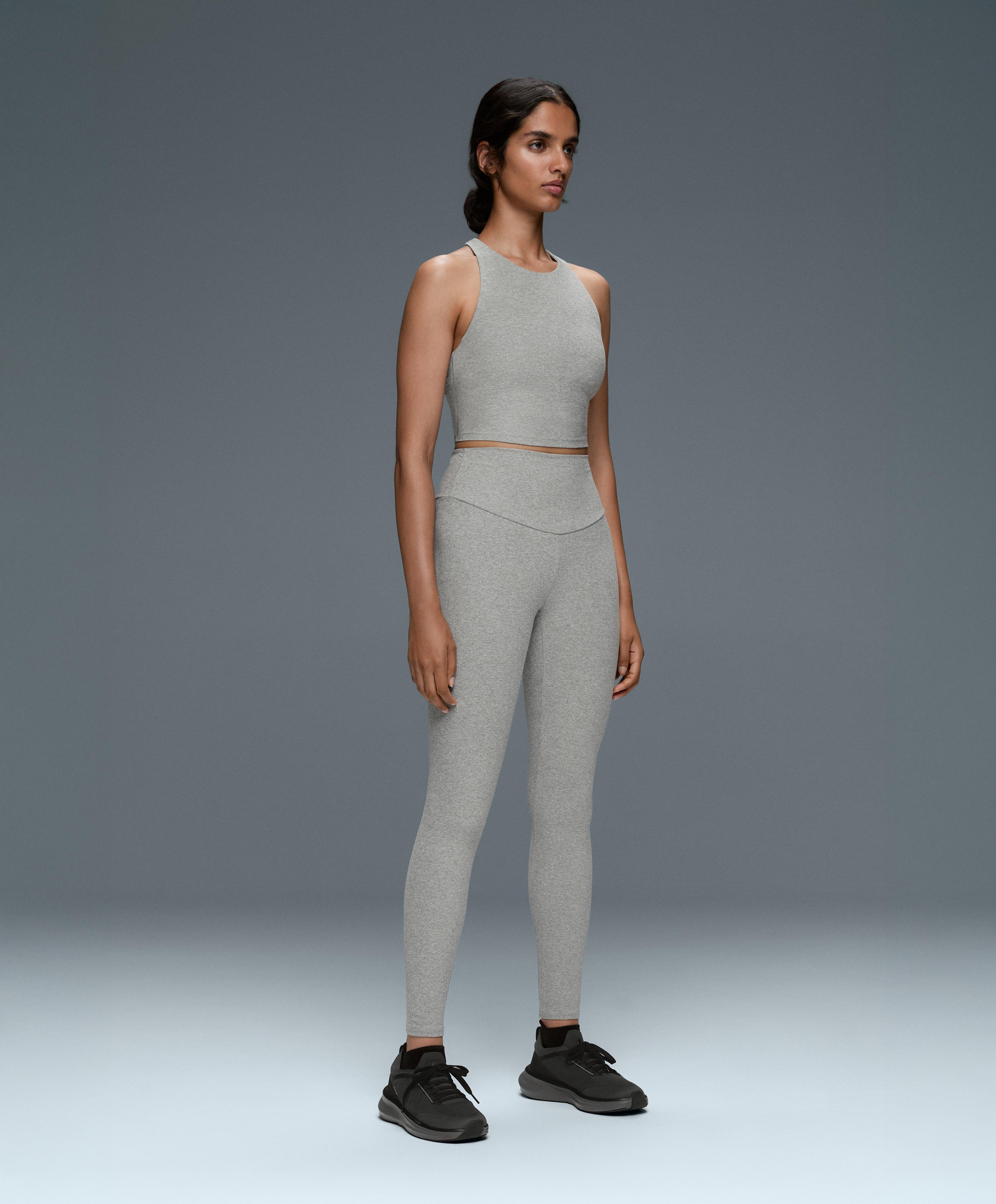 Comfortlux high-waisted ankle-length heathered leggings — PALE GREY