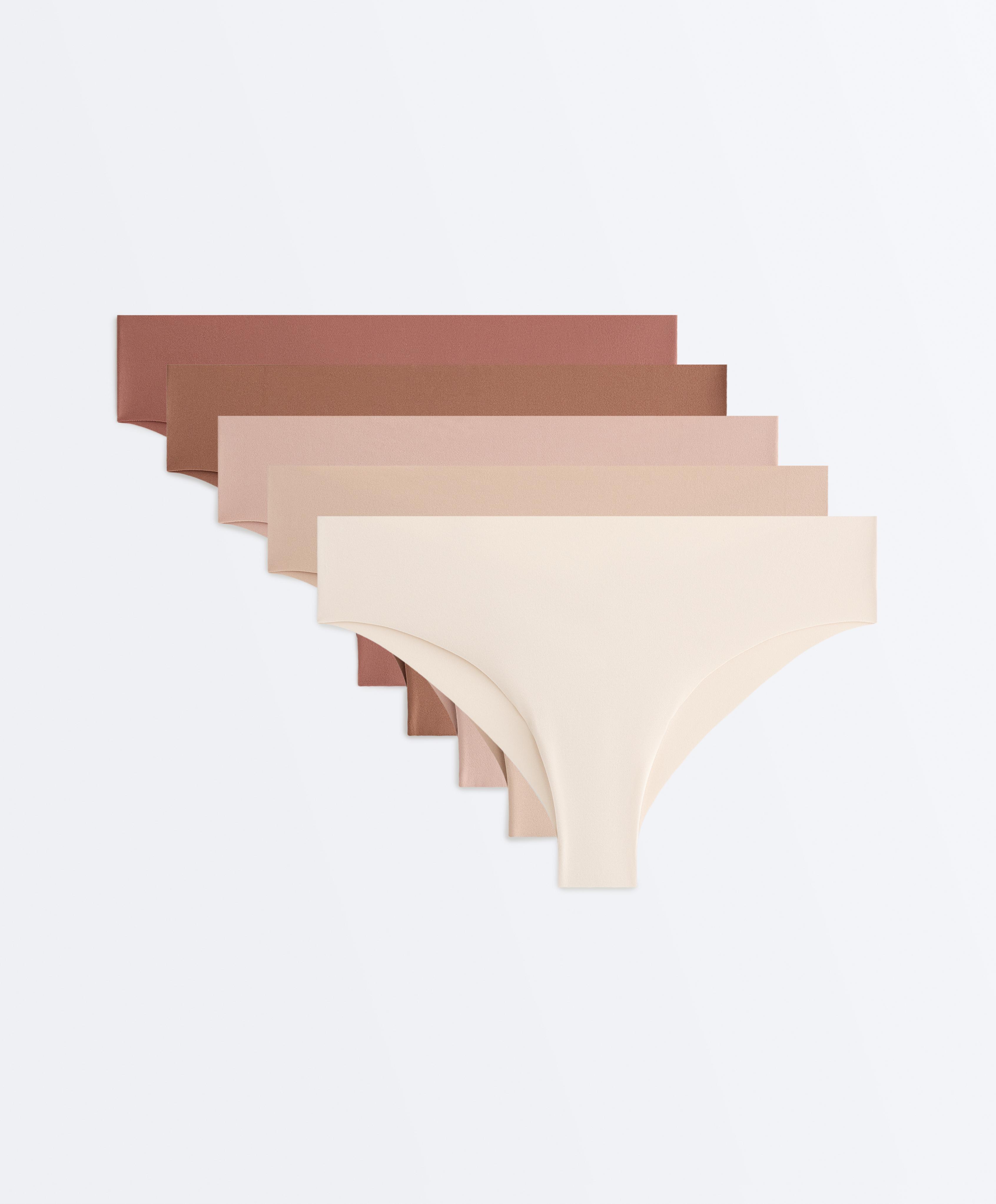5 PANTONE™ polyamide blend invisible Brazilian briefs — BEIGE