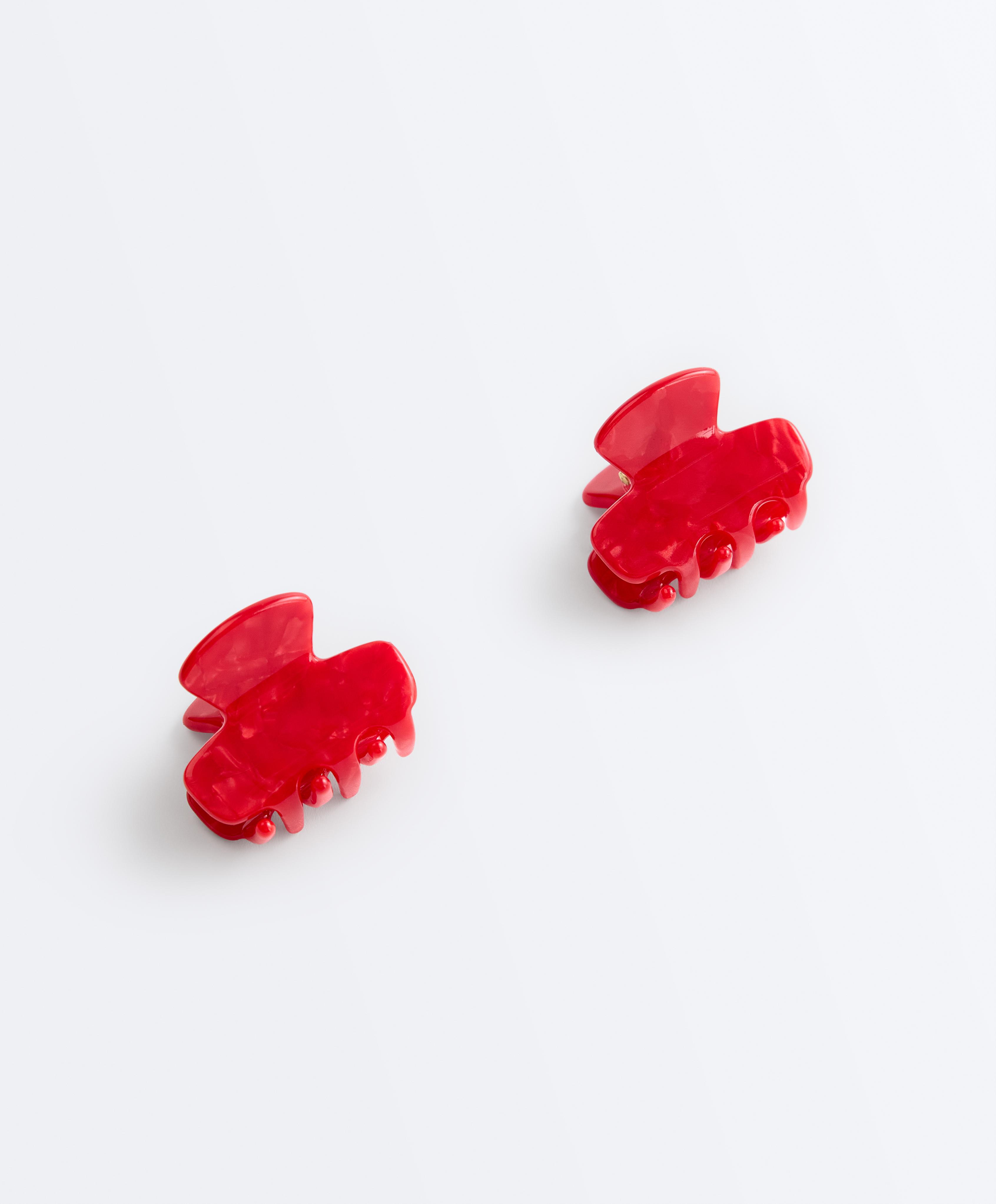 2 mini hair clips — RED