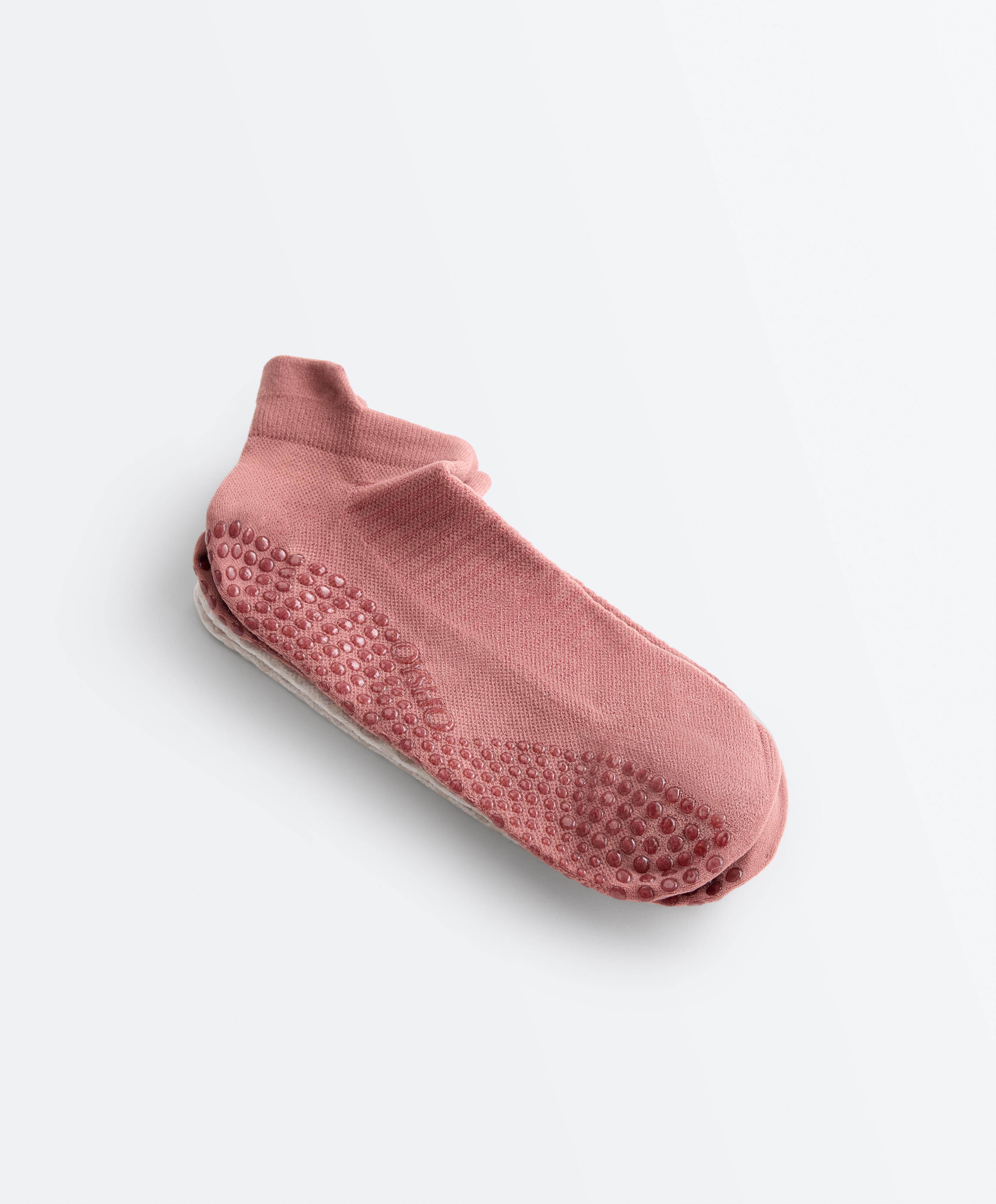 2 pairs of polyamide blend yoga and Pilates sneaker socks — LIGHT STONE