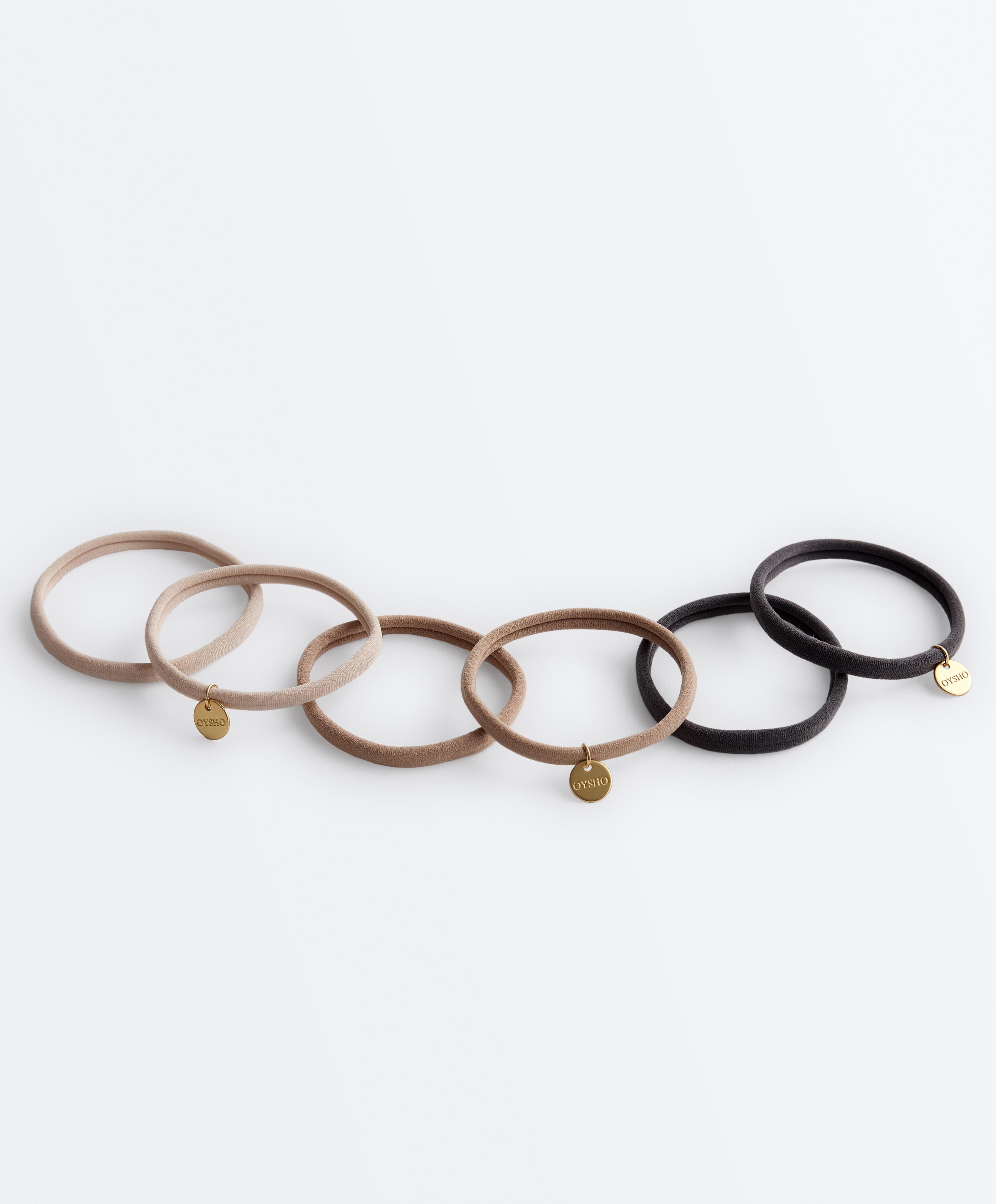 6 Oysho plaque hair ties — BLUE-GREY