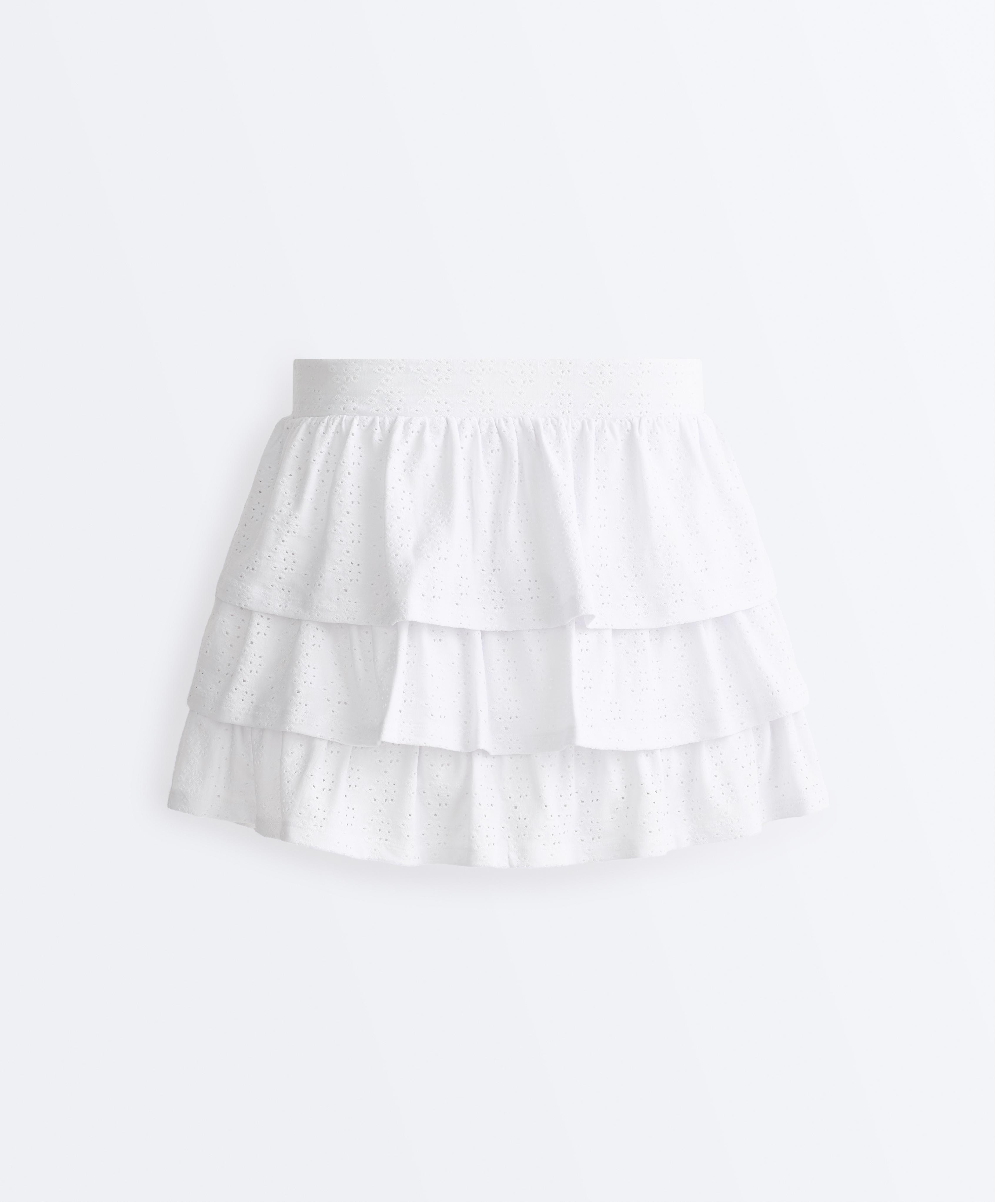 Comfortlux embroidered short skirt — WHITE