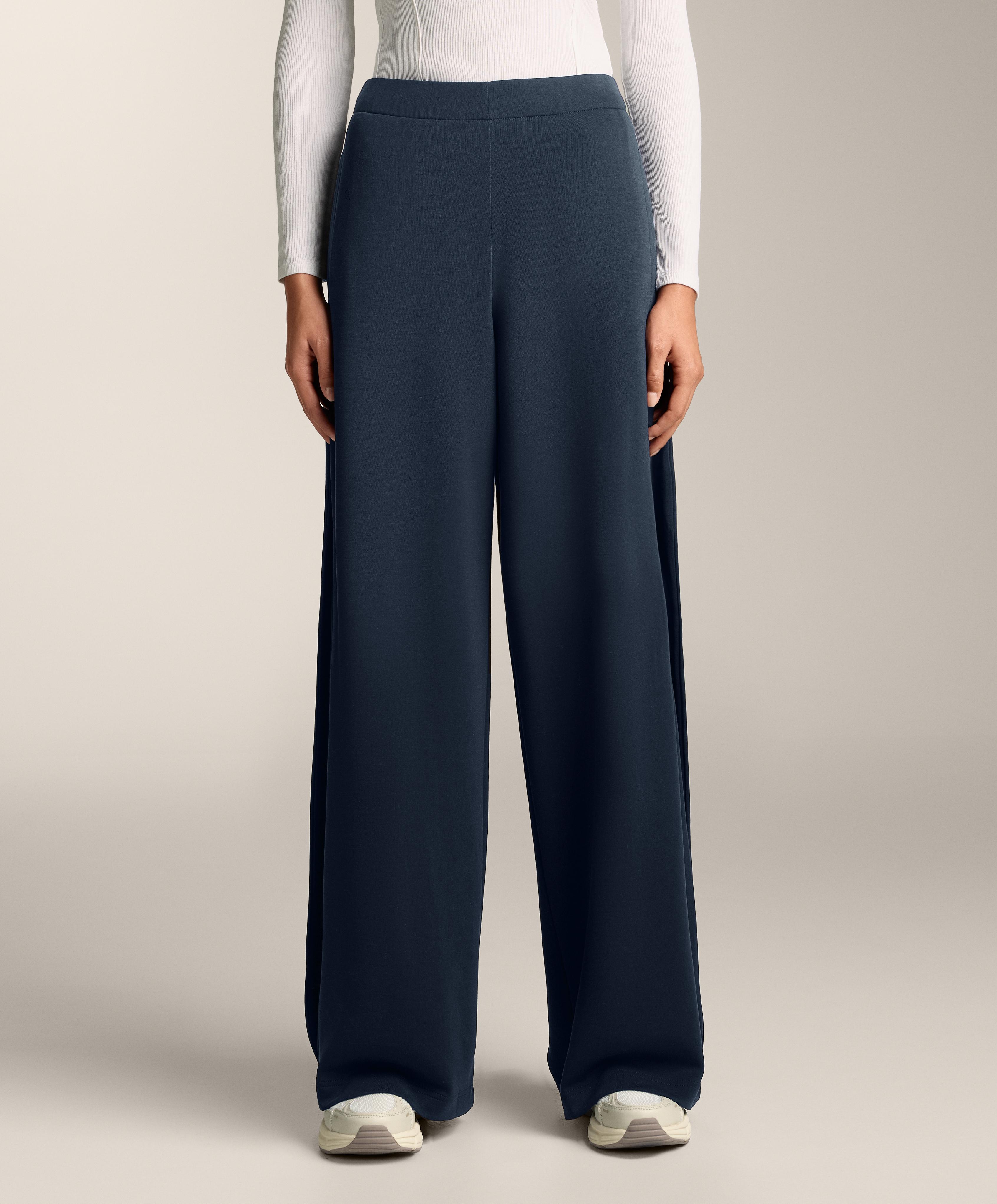 Cocoon trousers with modal side pleat — NAVY BLUE