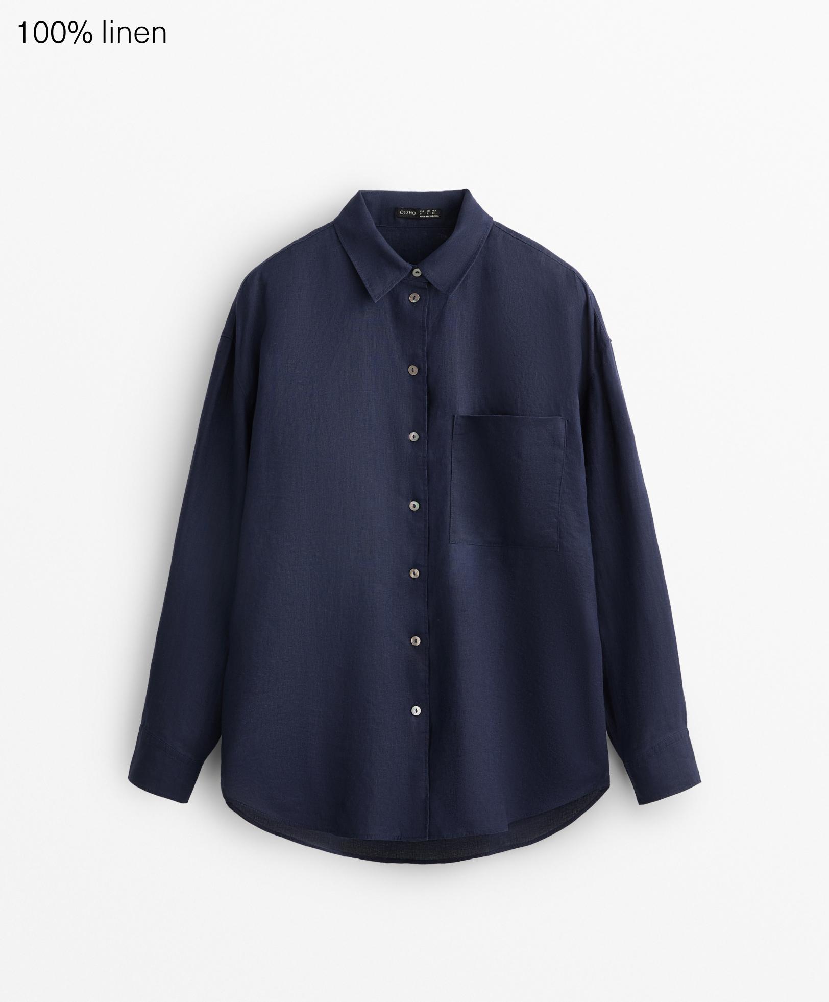 100% linen long-sleeved shirt