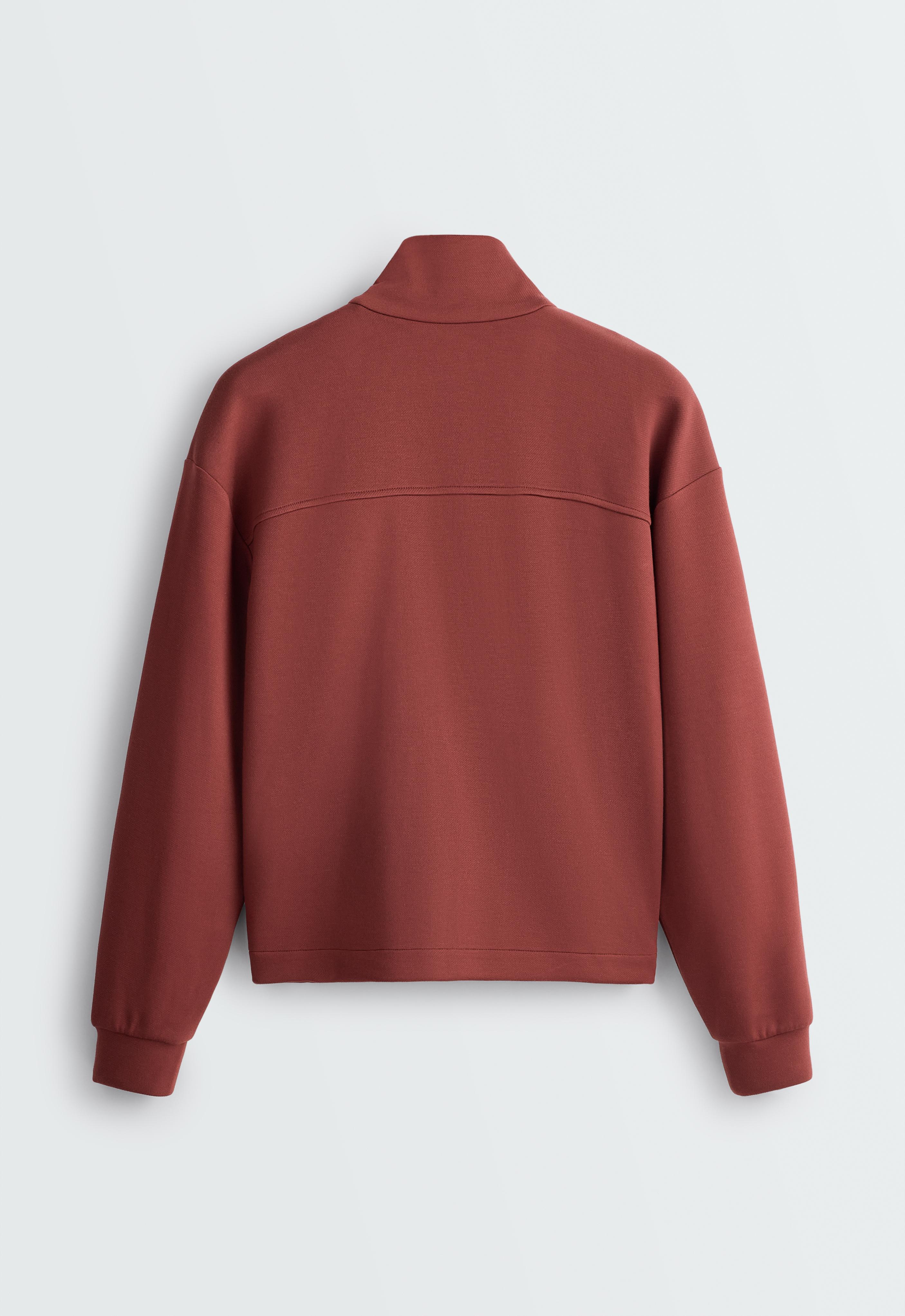 High-neck zip-up jacket — DARK BRICK