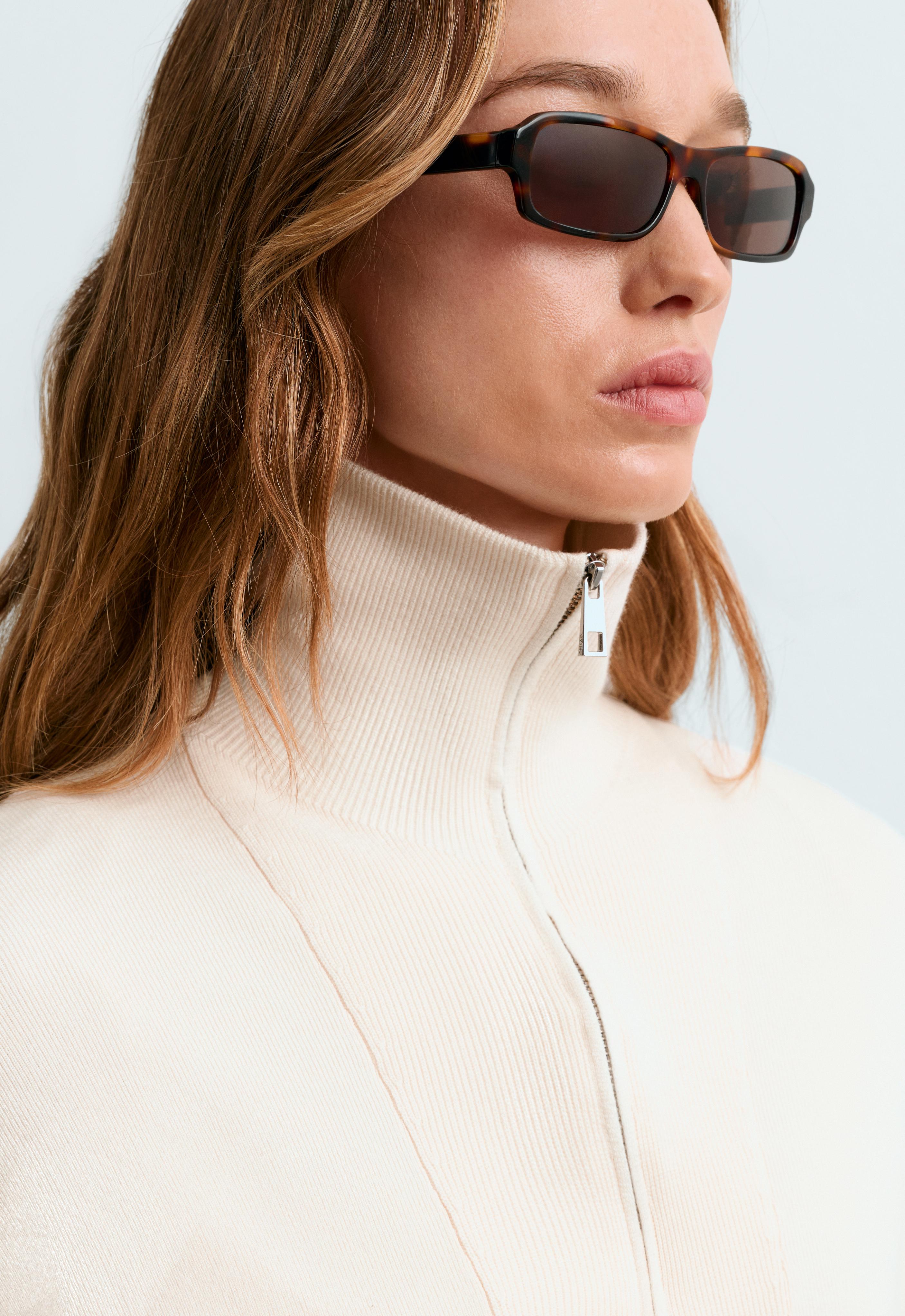 High-neck half-zip jumper — PALE ECRU