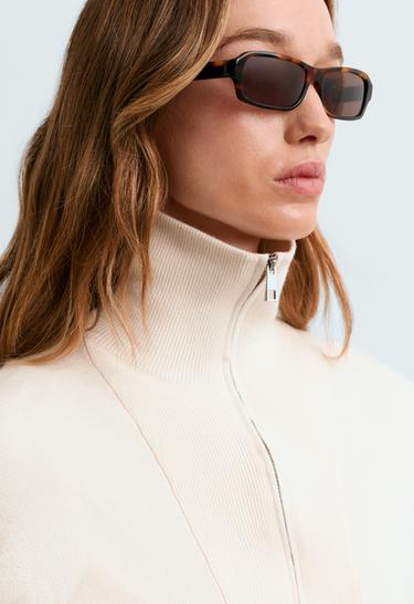 Knit jumper with high neck and half-zip — PALE ECRU 3
