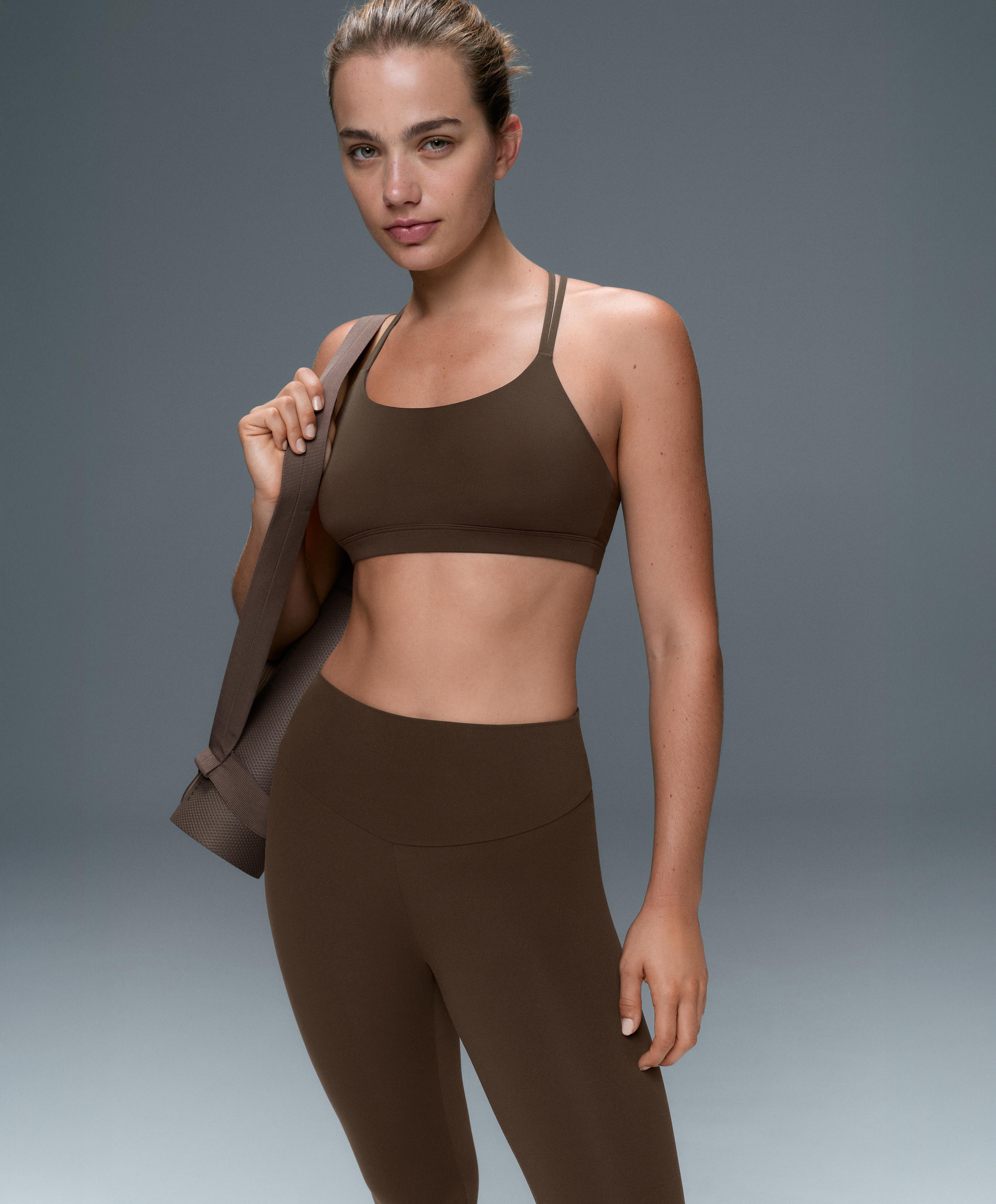 Comfortlux low-support crossover strap sports bra — DARK BROWN