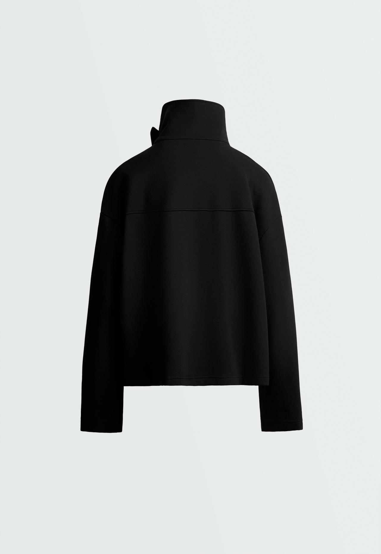 Short 6-button cotton jacket — BLACK