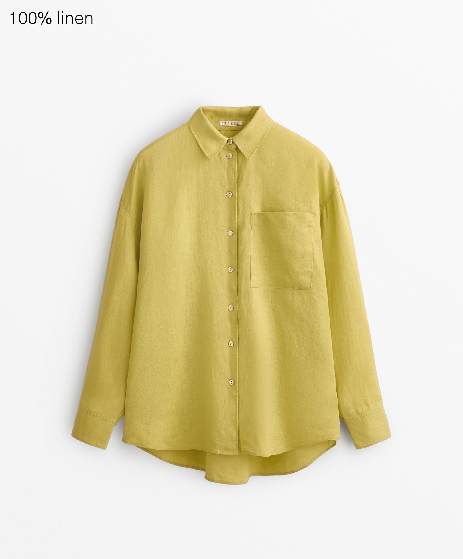 100% linen long-sleeved shirt